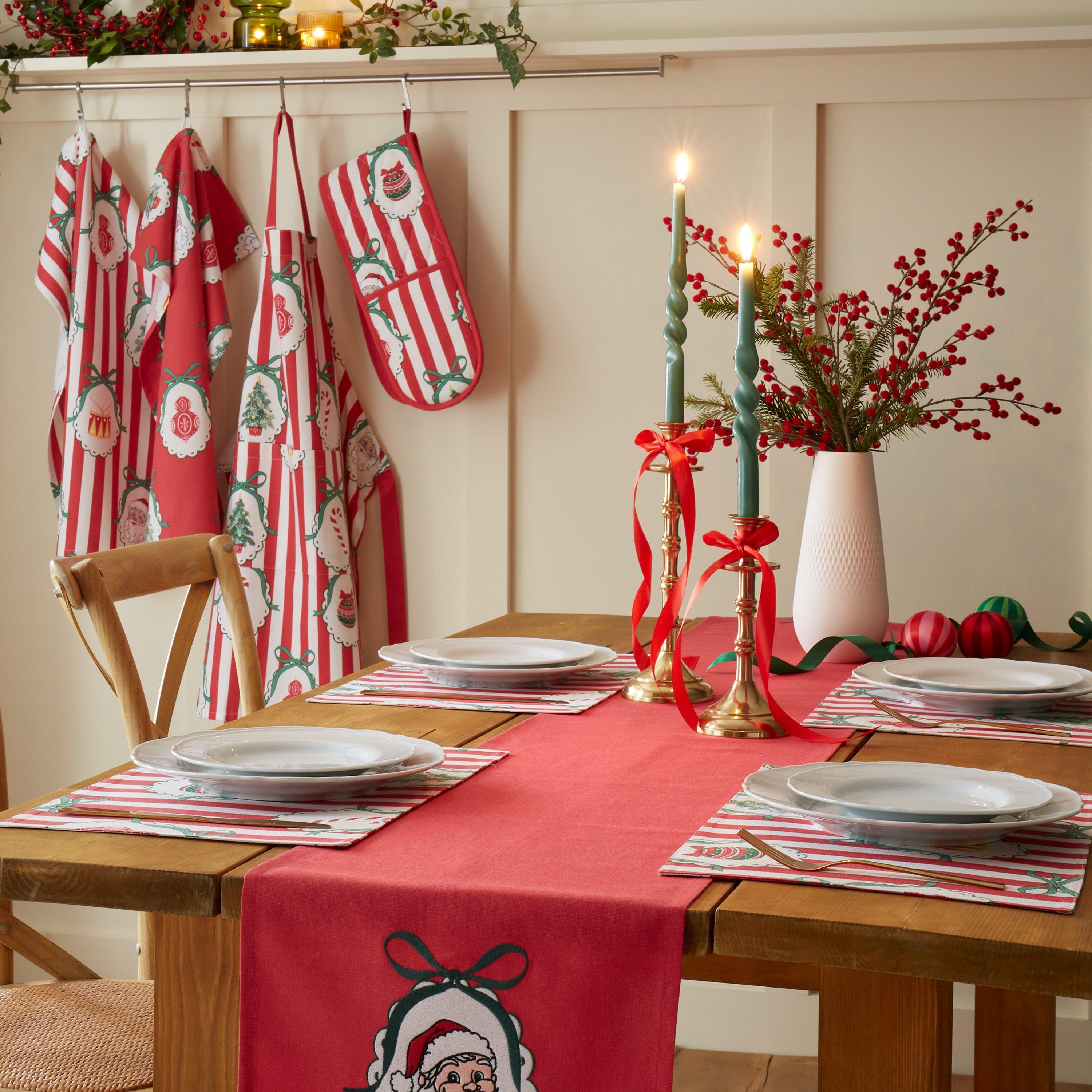 Red - Catherine Lansfield - Christmas Vintage Stripe Dining Placemat 4 Pack - 2