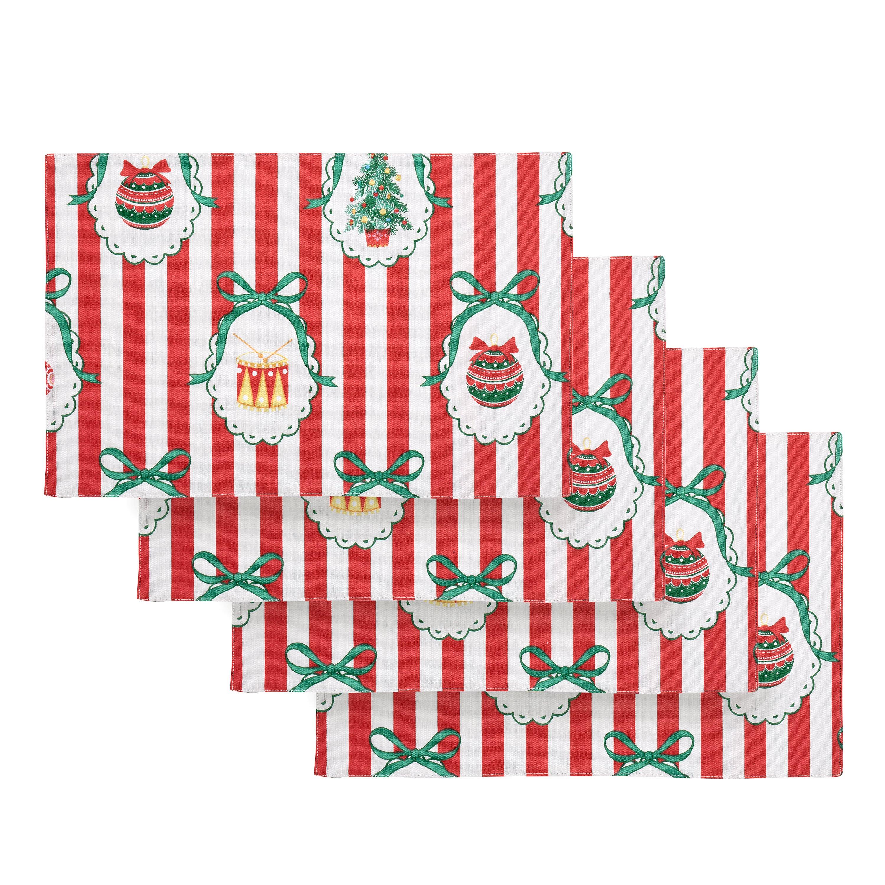 Red - Catherine Lansfield - Christmas Vintage Stripe Dining Placemat 4 Pack - 3