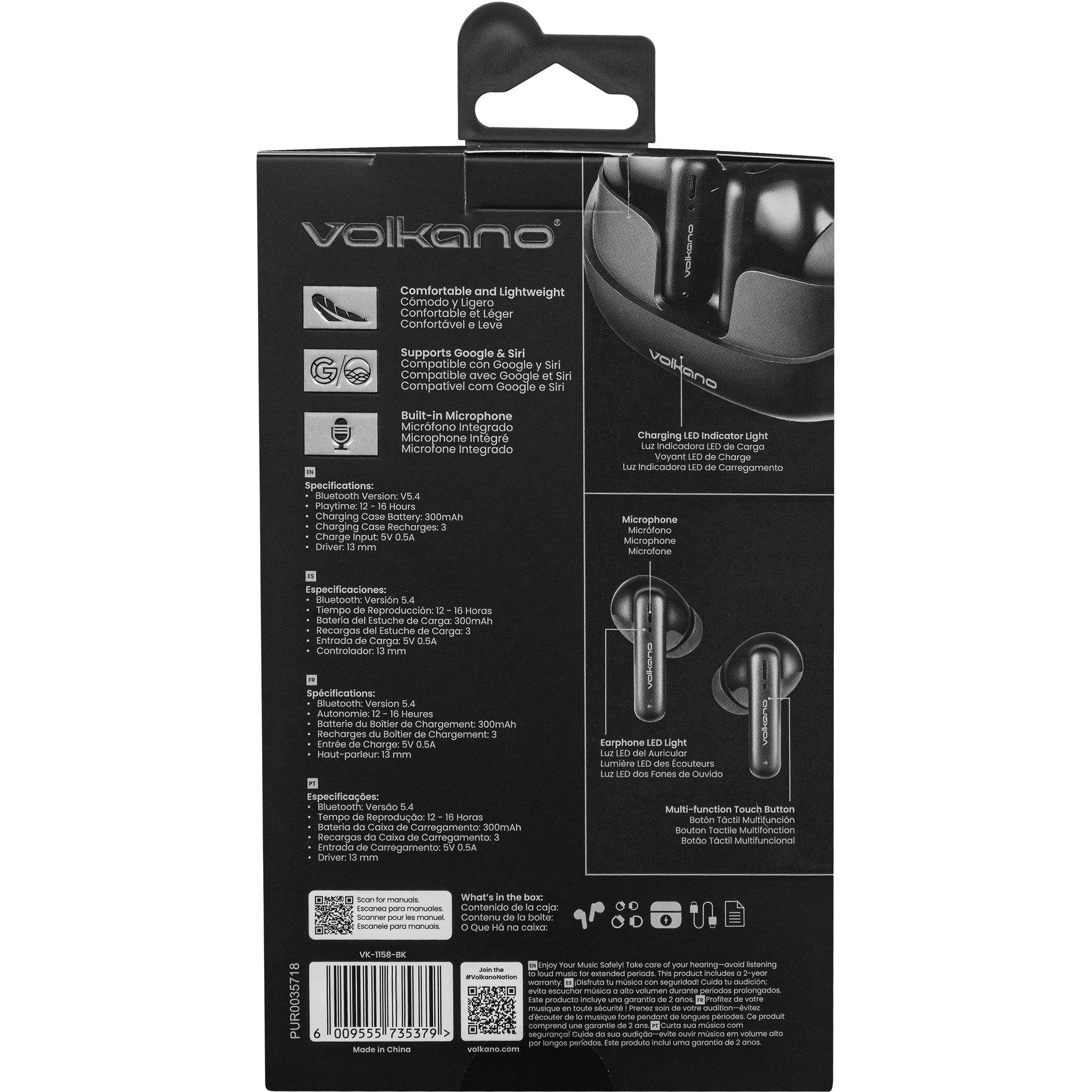 Black - Volkano - Volkano Jupiter True Wireless Bluetooth Earphones - 5