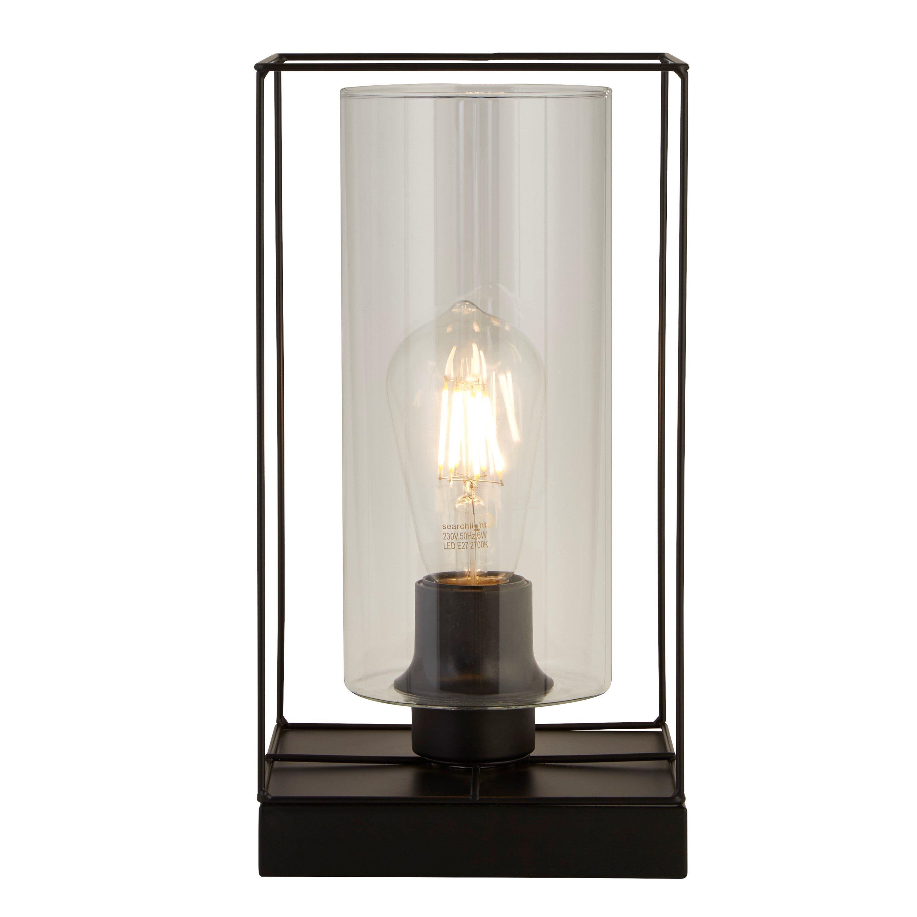 Black - Lighting Collection - Black Frame Table Lamp With Clear Inner Glass - 2