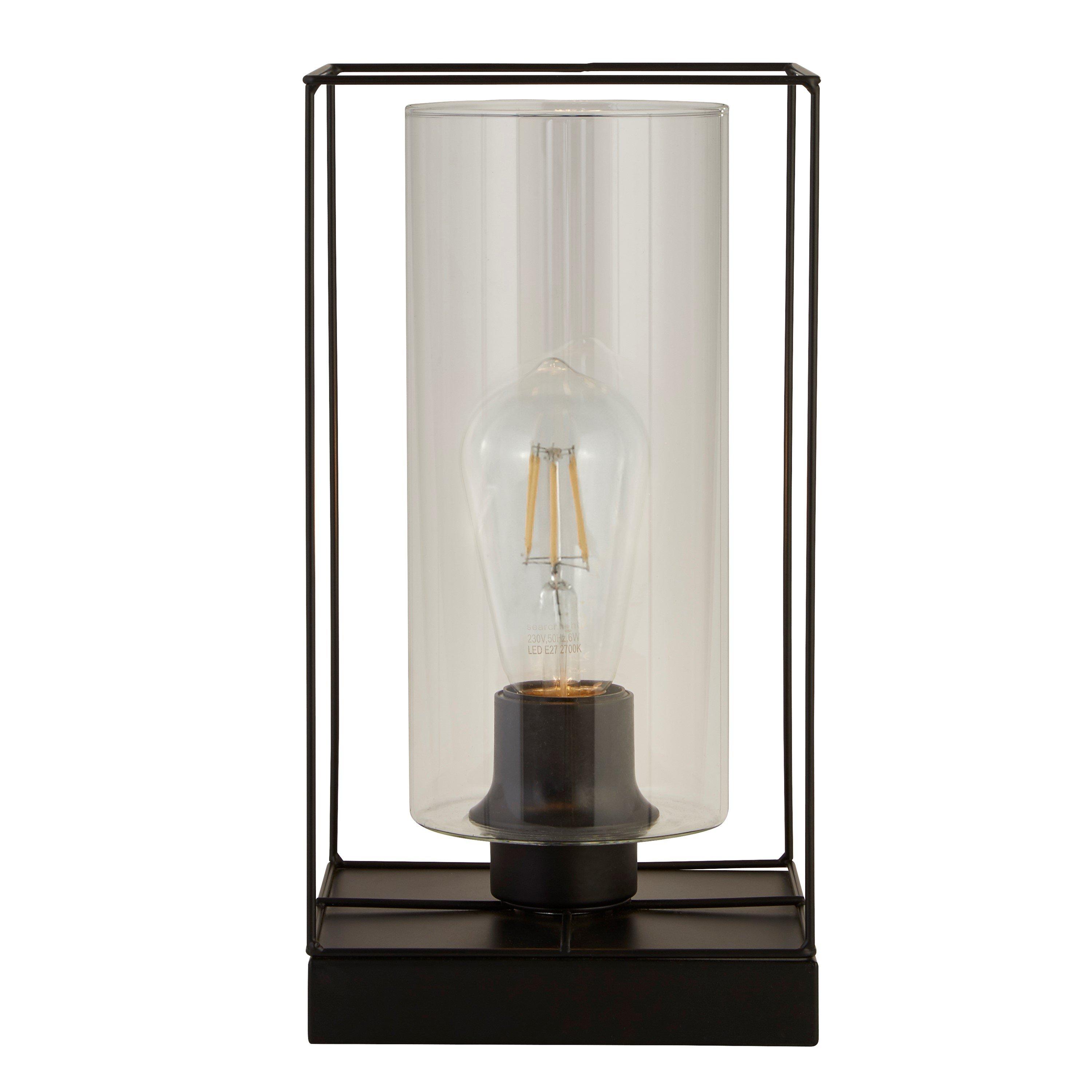 Black - Lighting Collection - Black Frame Table Lamp With Clear Inner Glass - 3