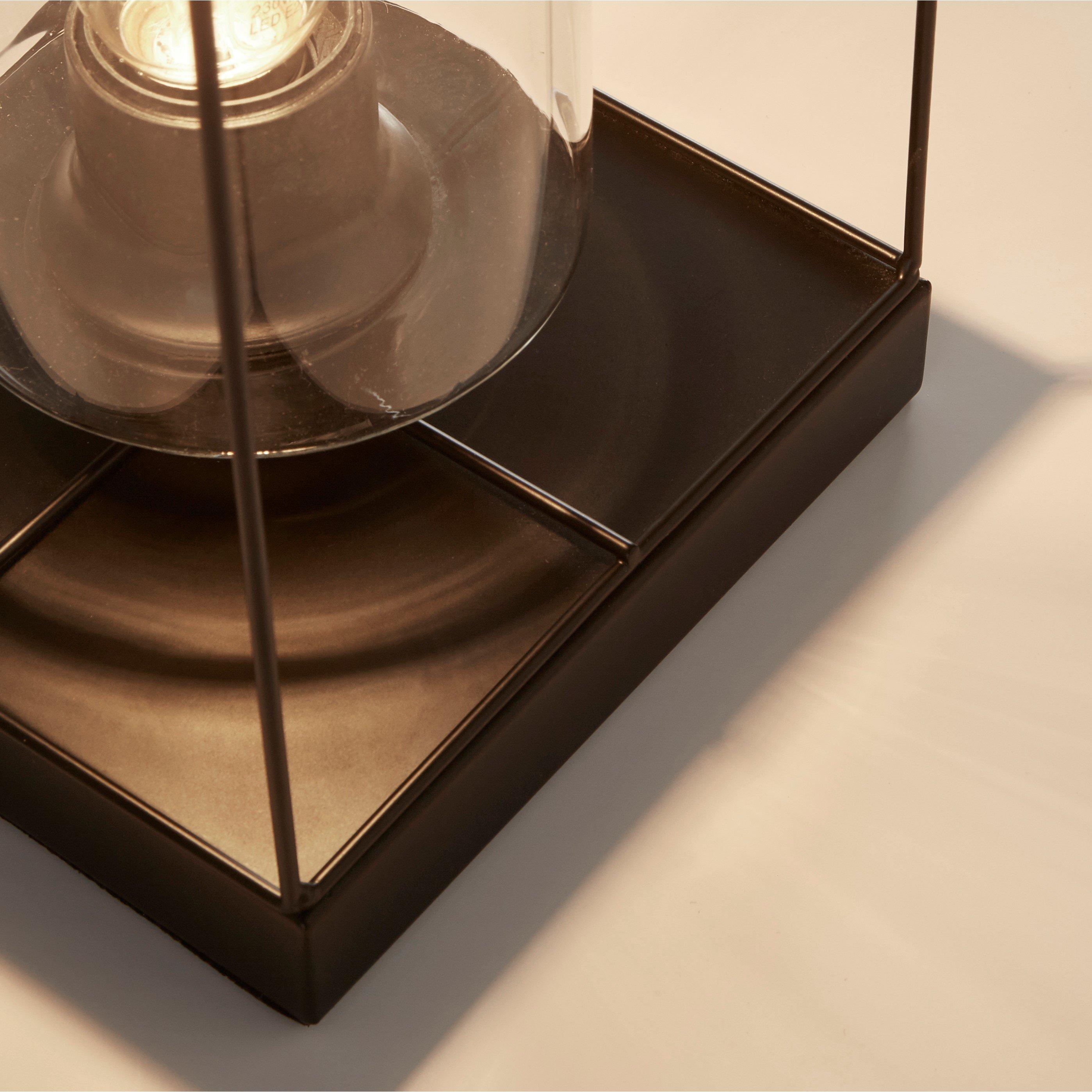 Black - Lighting Collection - Black Frame Table Lamp With Clear Inner Glass - 4