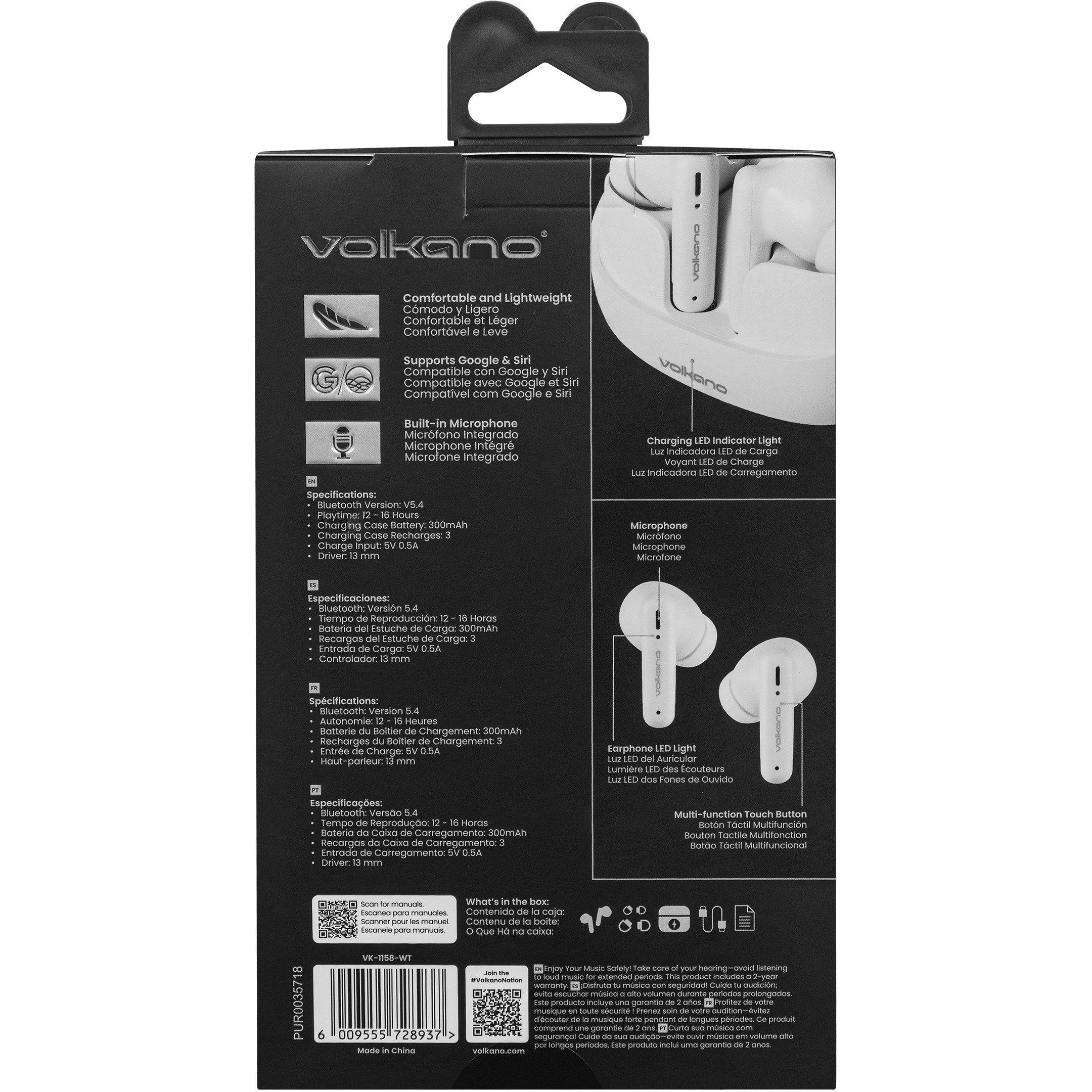 White - Volkano - Volkano Jupiter True Wireless Bluetooth Earphones - 6