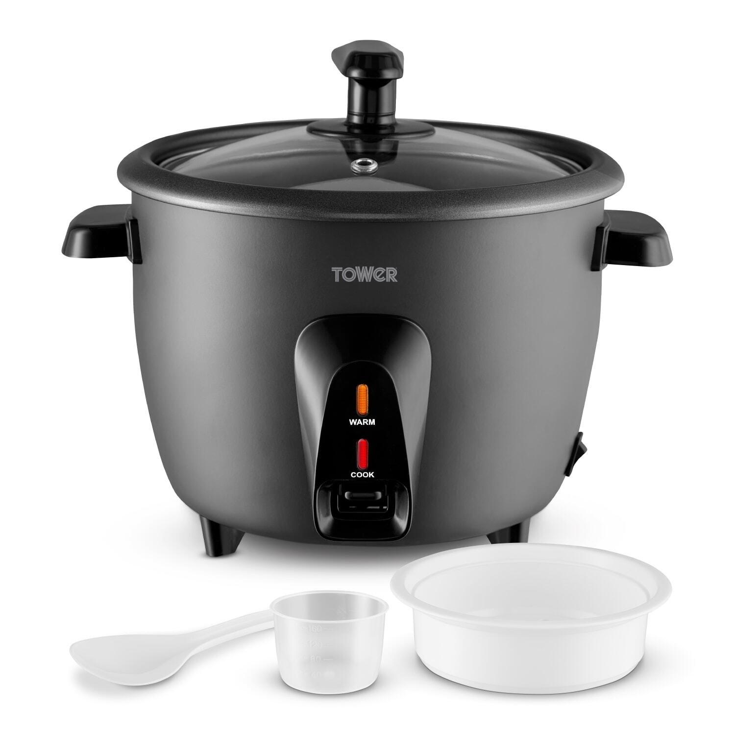 Black - Tower - Tower 1.5L/8-Cup Electric Rice Cooker - 1