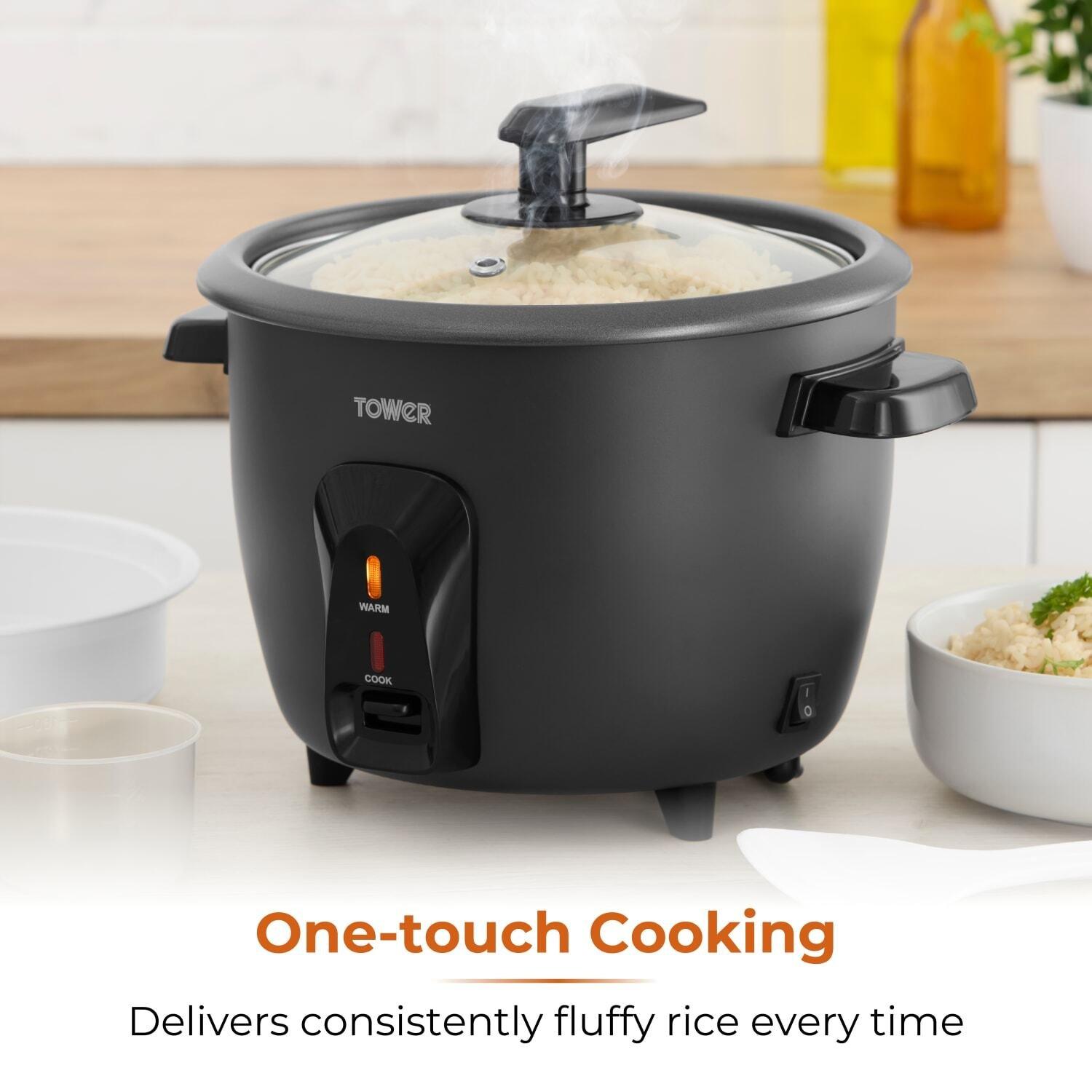 Black - Tower - Tower 1.5L/8-Cup Electric Rice Cooker - 3