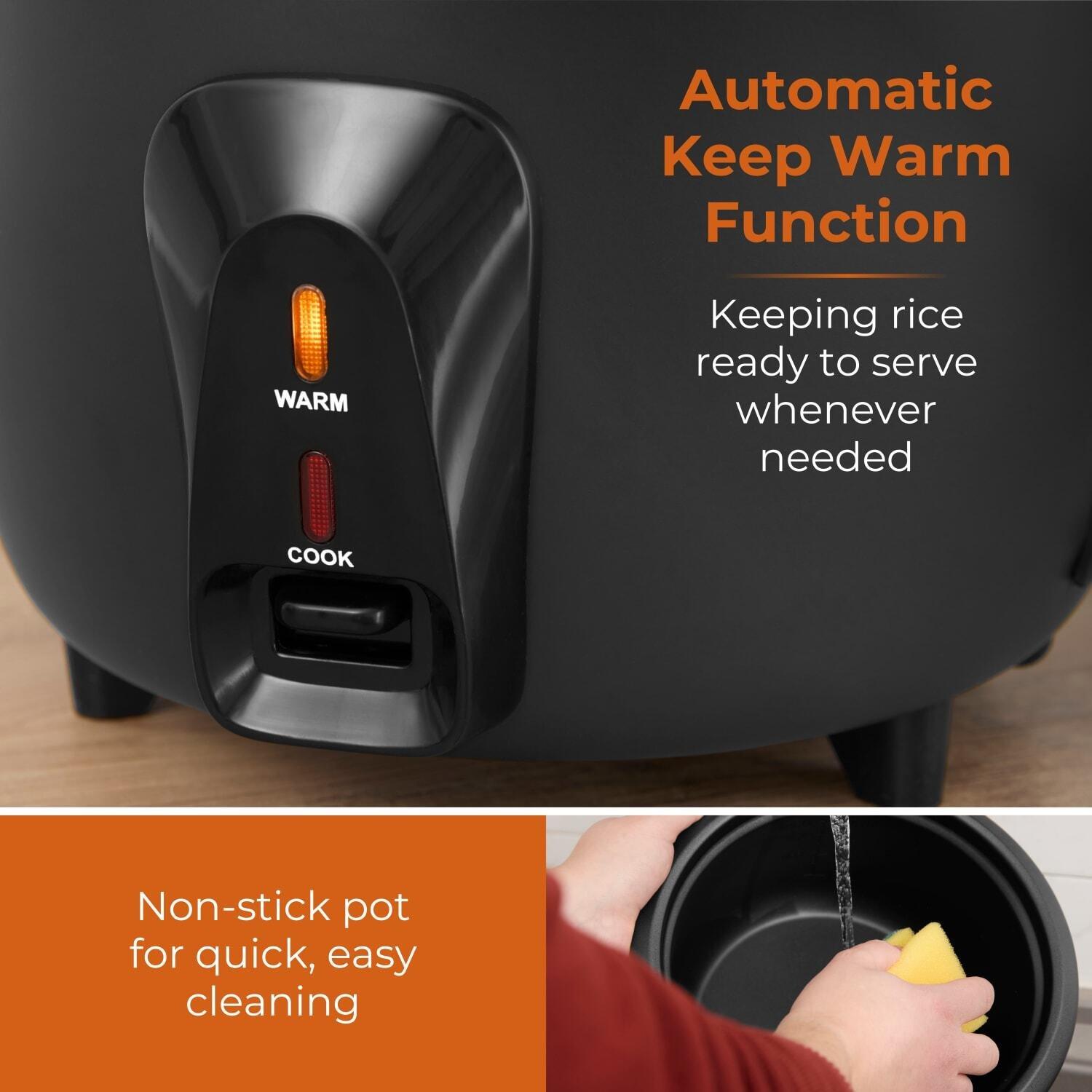 Black - Tower - Tower 1.5L/8-Cup Electric Rice Cooker - 5