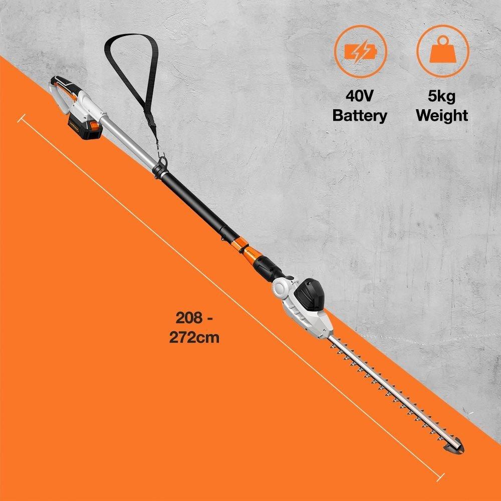 Grey - VonHaus - VonHaus - 40V Cordless Pole Hedge Trimmer - 7