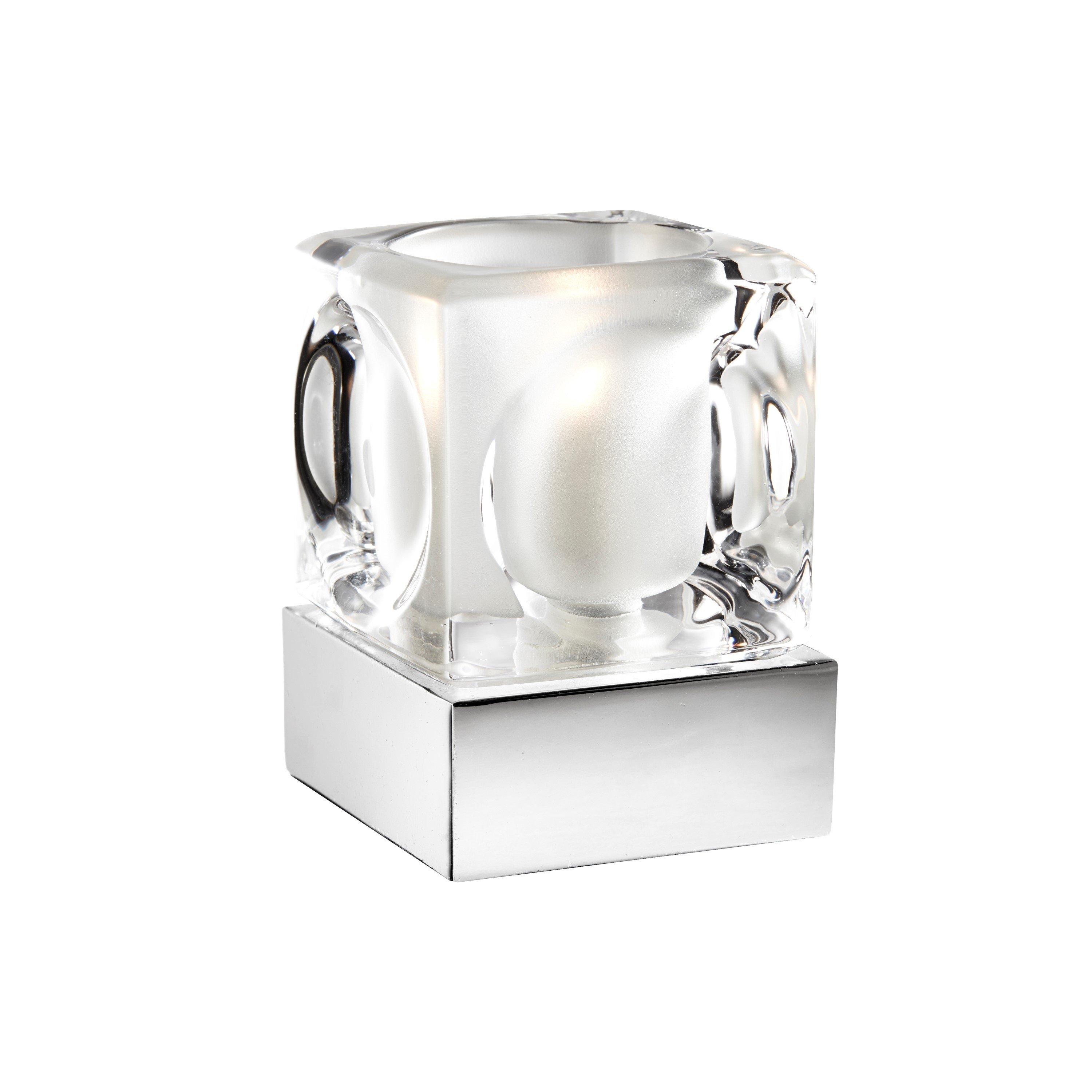 Chrome - Lighting Collection - Touch Lamp - Ice Cube Glass Shade Lamp - 2