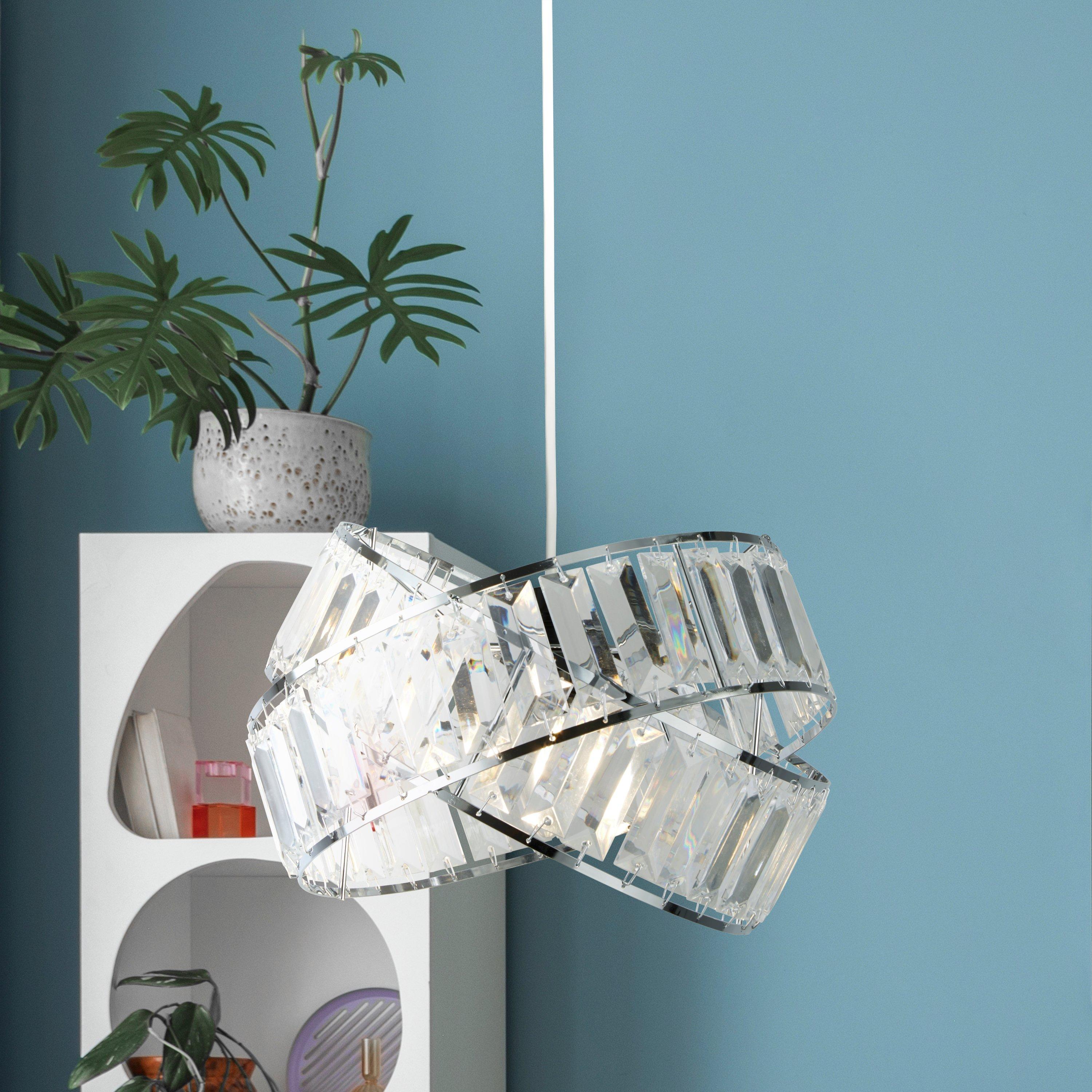 Lighting Collection  2 Band & Clear Acrylic Non-Elec Shade Chrome