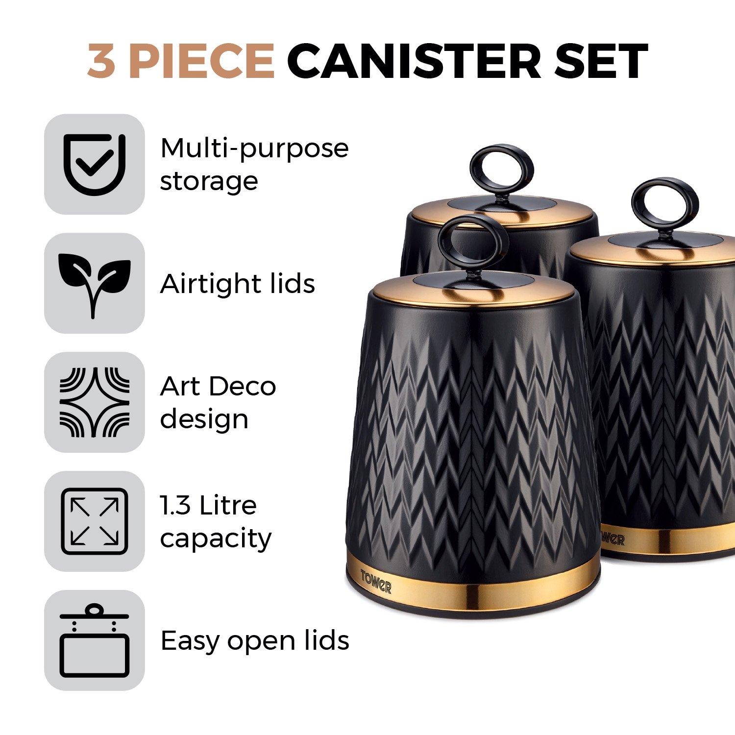Black - Tower - Empire Set Of 3 Canisters - 2