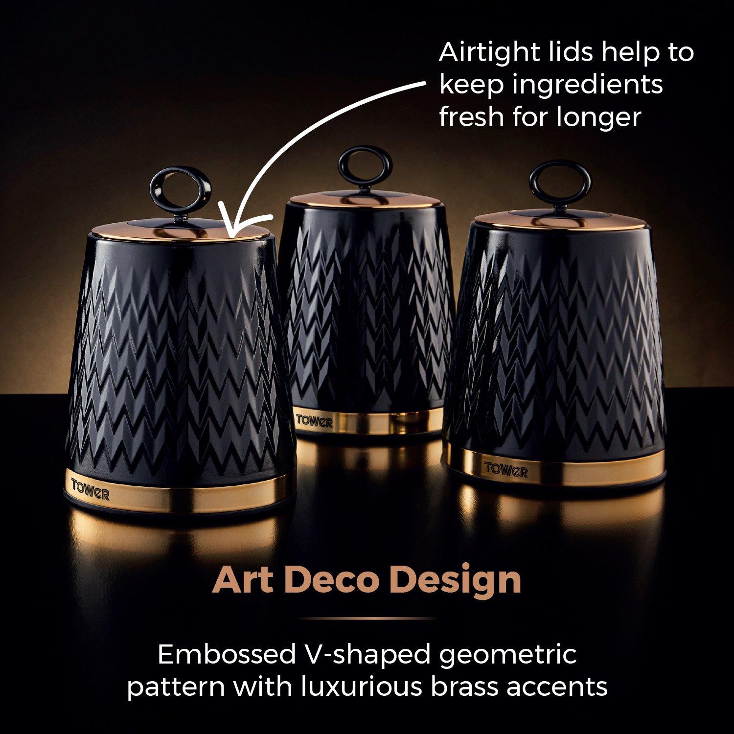 Black - Tower - Empire Set Of 3 Canisters - 4