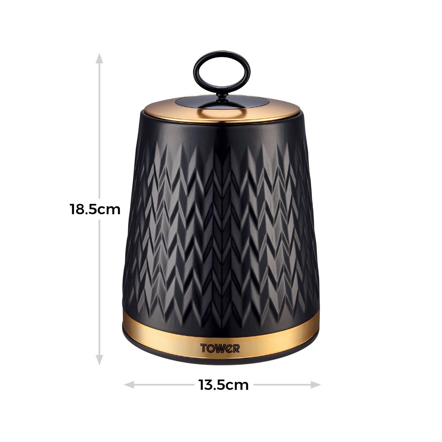 Black - Tower - Empire Set Of 3 Canisters - 7