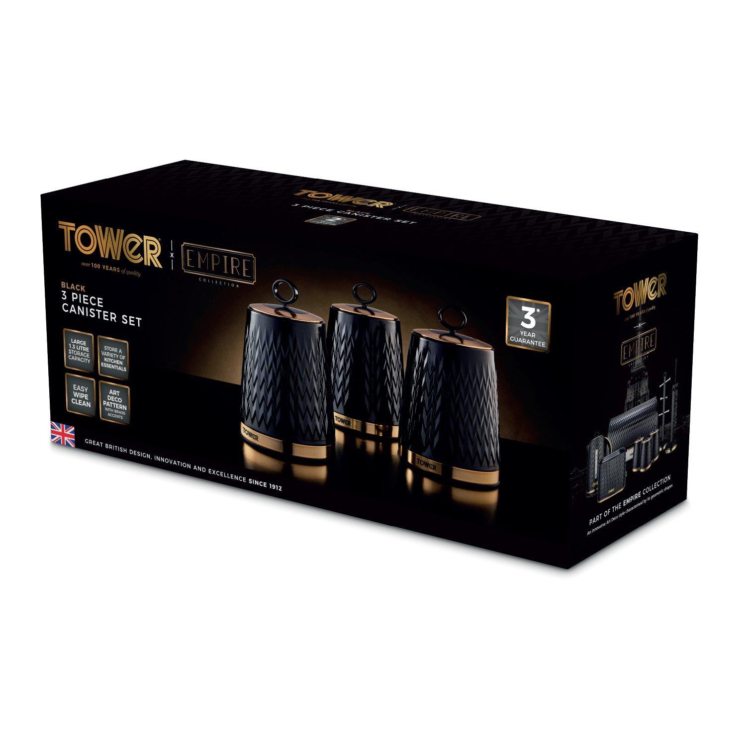 Black - Tower - Empire Set Of 3 Canisters - 9