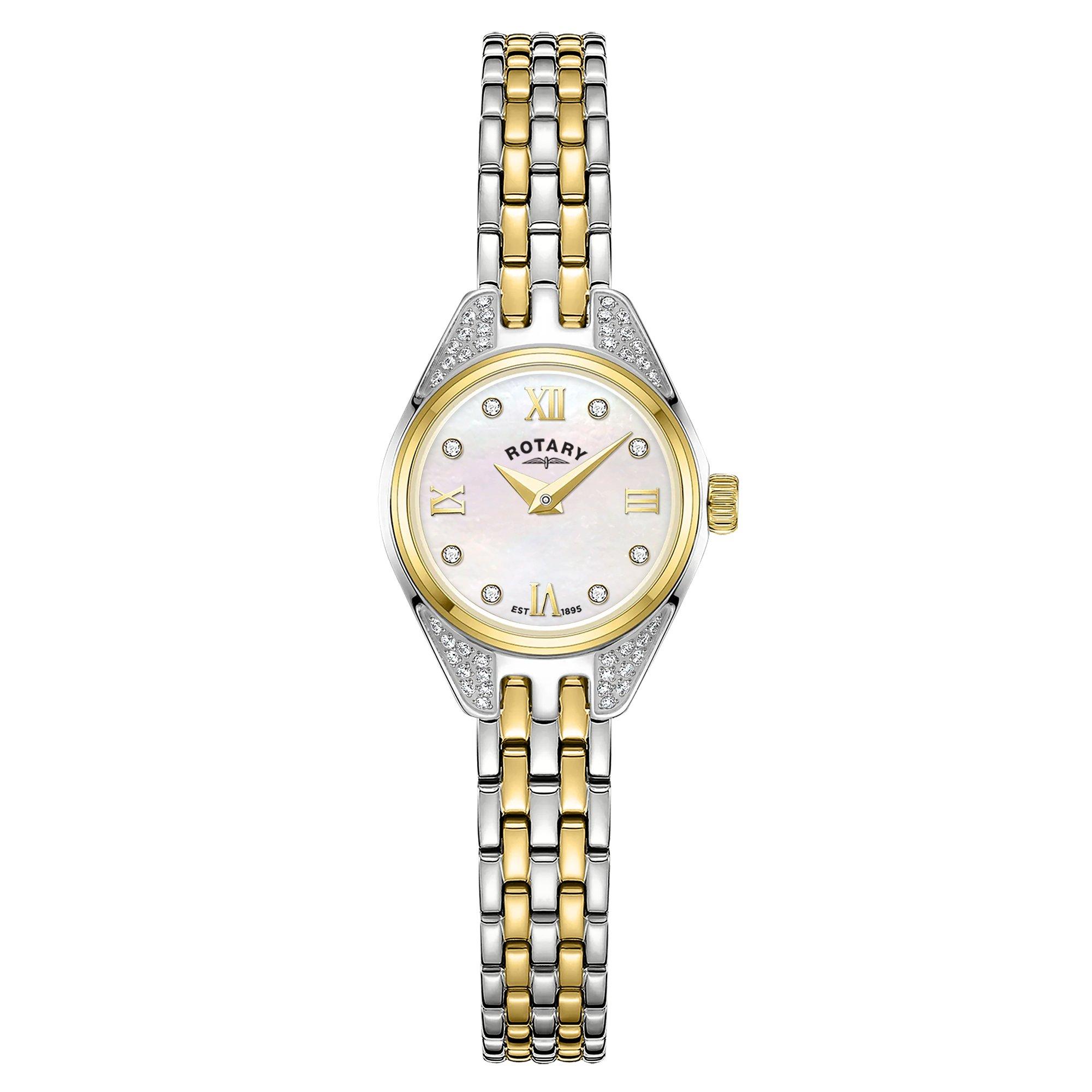 Silver & Gold - Rotary - Rotary Ladies Cocktail MOP TT SS Bracelet Watch - 1