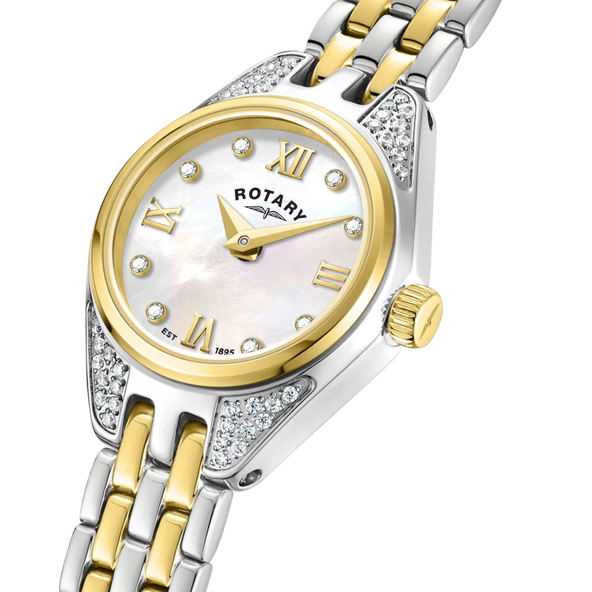 Silver & Gold - Rotary - Rotary Ladies Cocktail MOP TT SS Bracelet Watch - 2