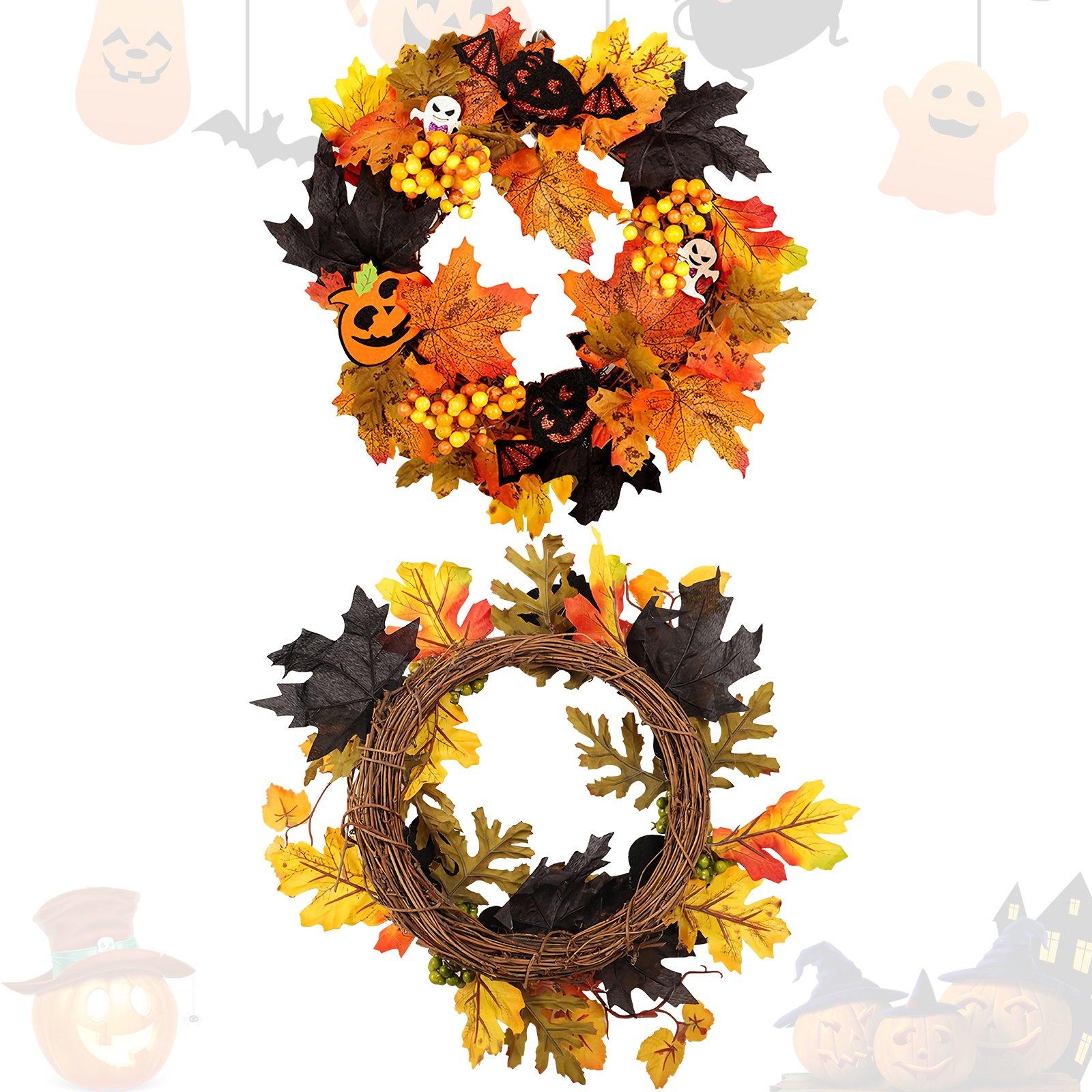 Orange/Black - LIFE IDEAS - Lighted Halloween Door Wreath - 3
