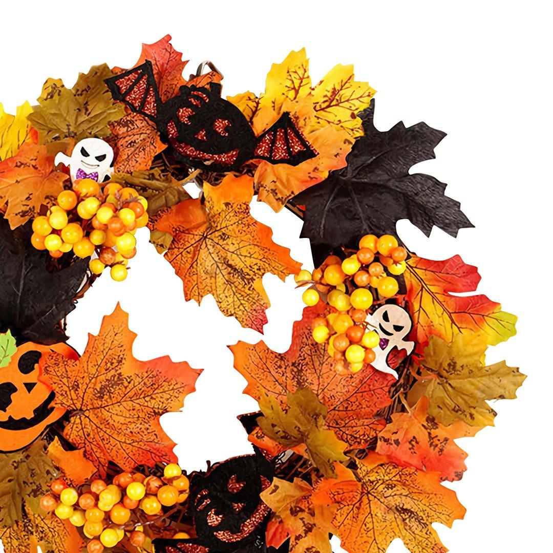 Orange/Black - LIFE IDEAS - Lighted Halloween Door Wreath - 4
