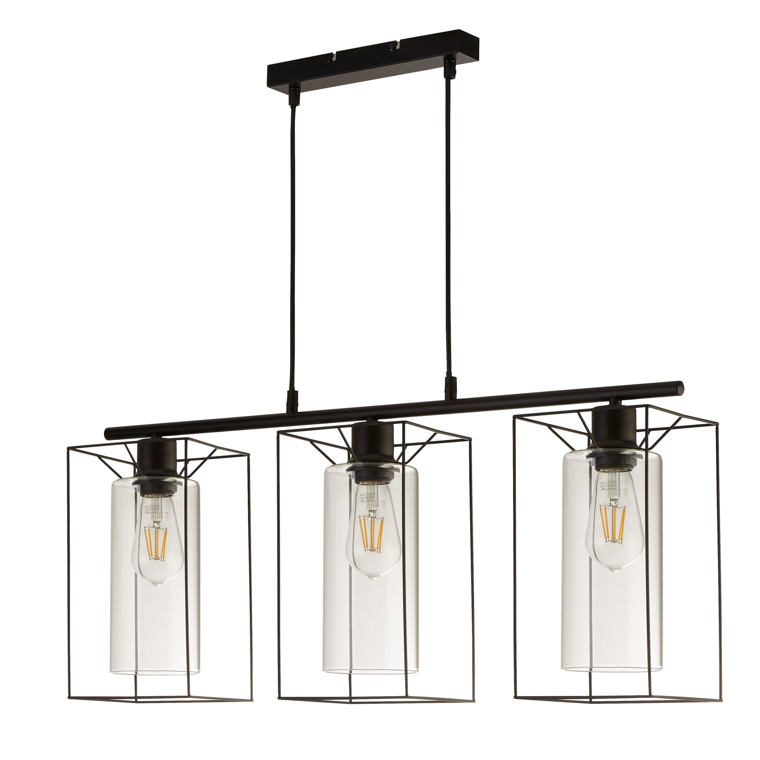 Black - Lighting Collection - Black Frame 3lt Bar With Clear Inner Glass - 3