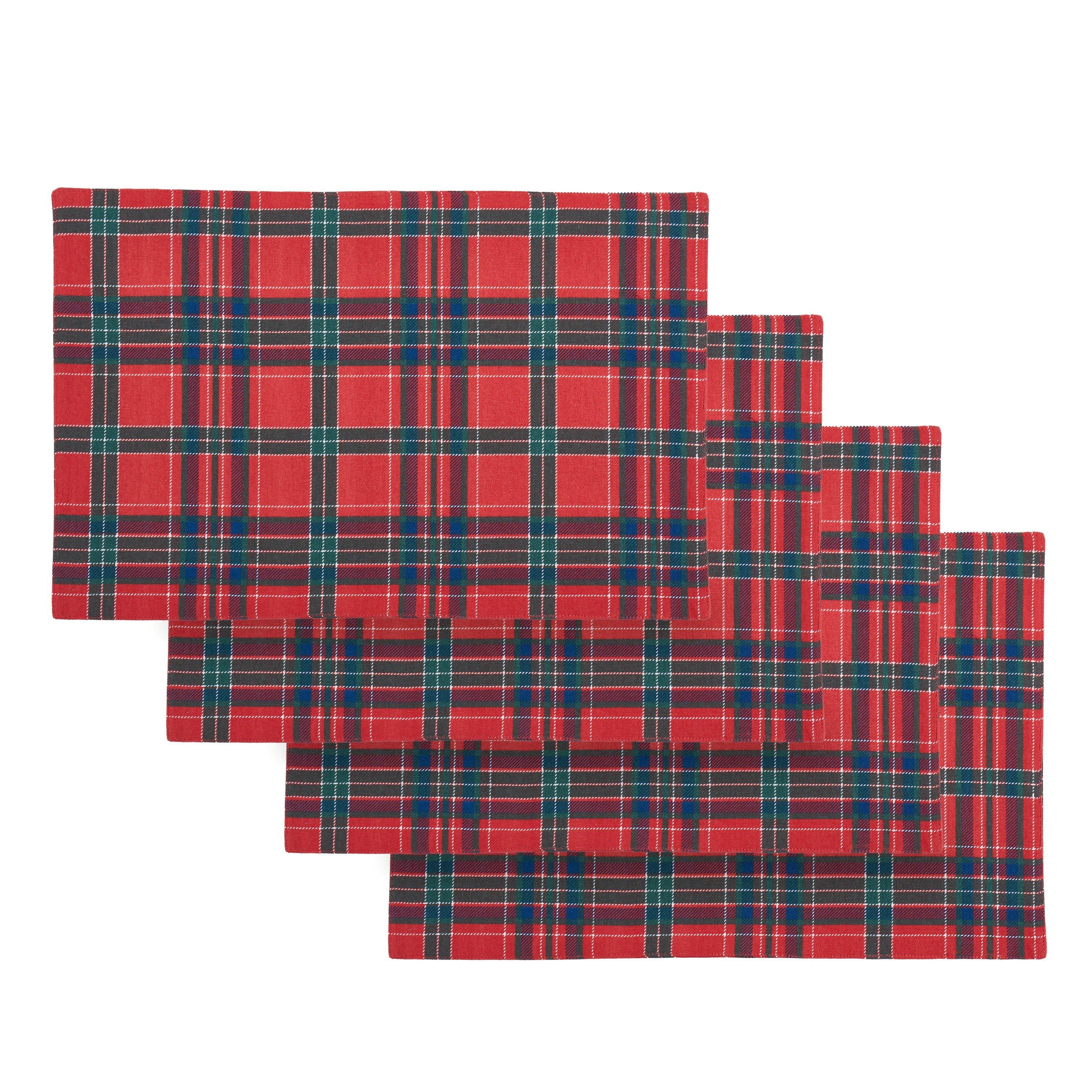 Red / Green - Catherine Lansfield - Christmas Tartan Check Dining Placemat 4 Pack - 3