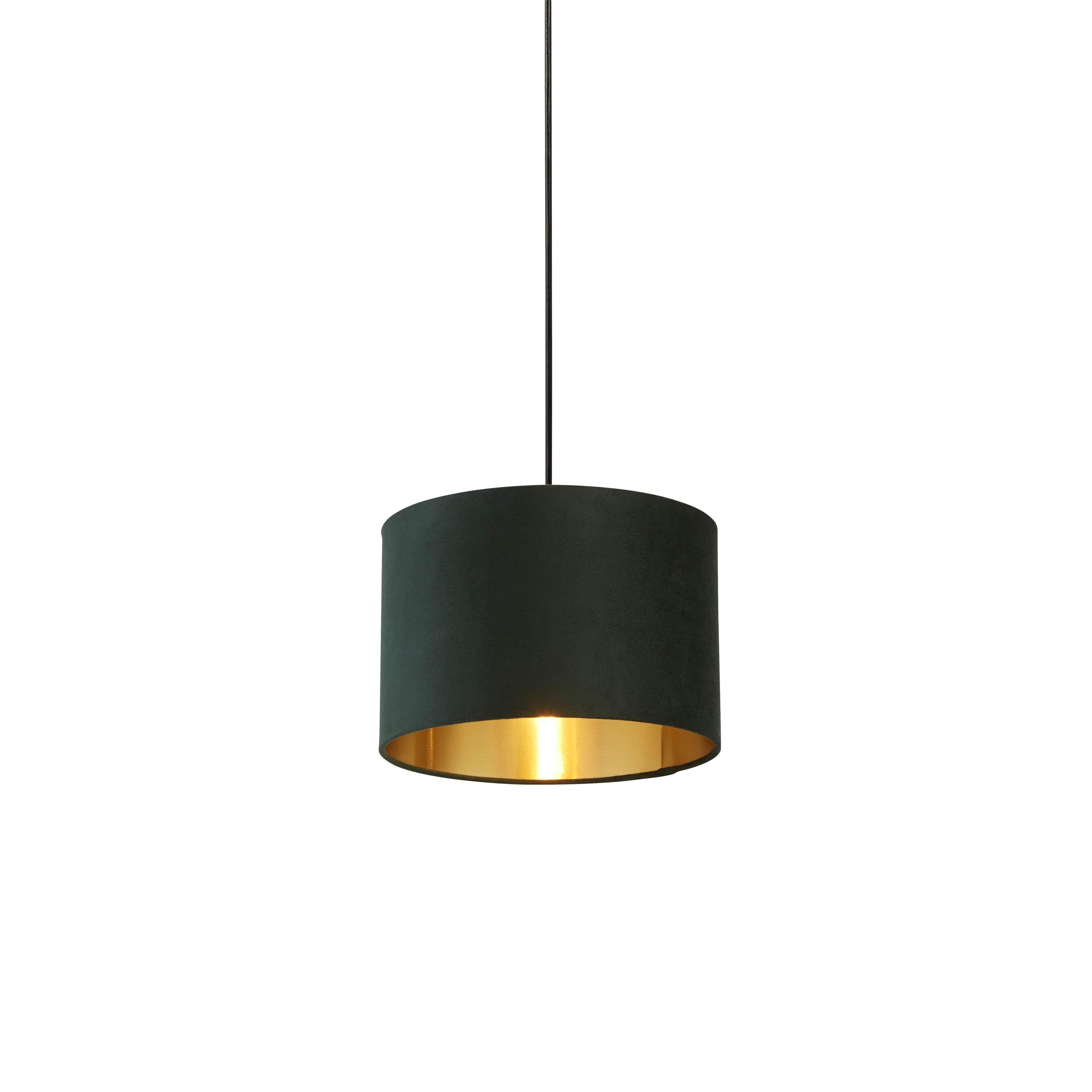 Green - Lighting Collection - GREEN VELVET DRUM SHADE & GOLD INNER (D30cm) - 2