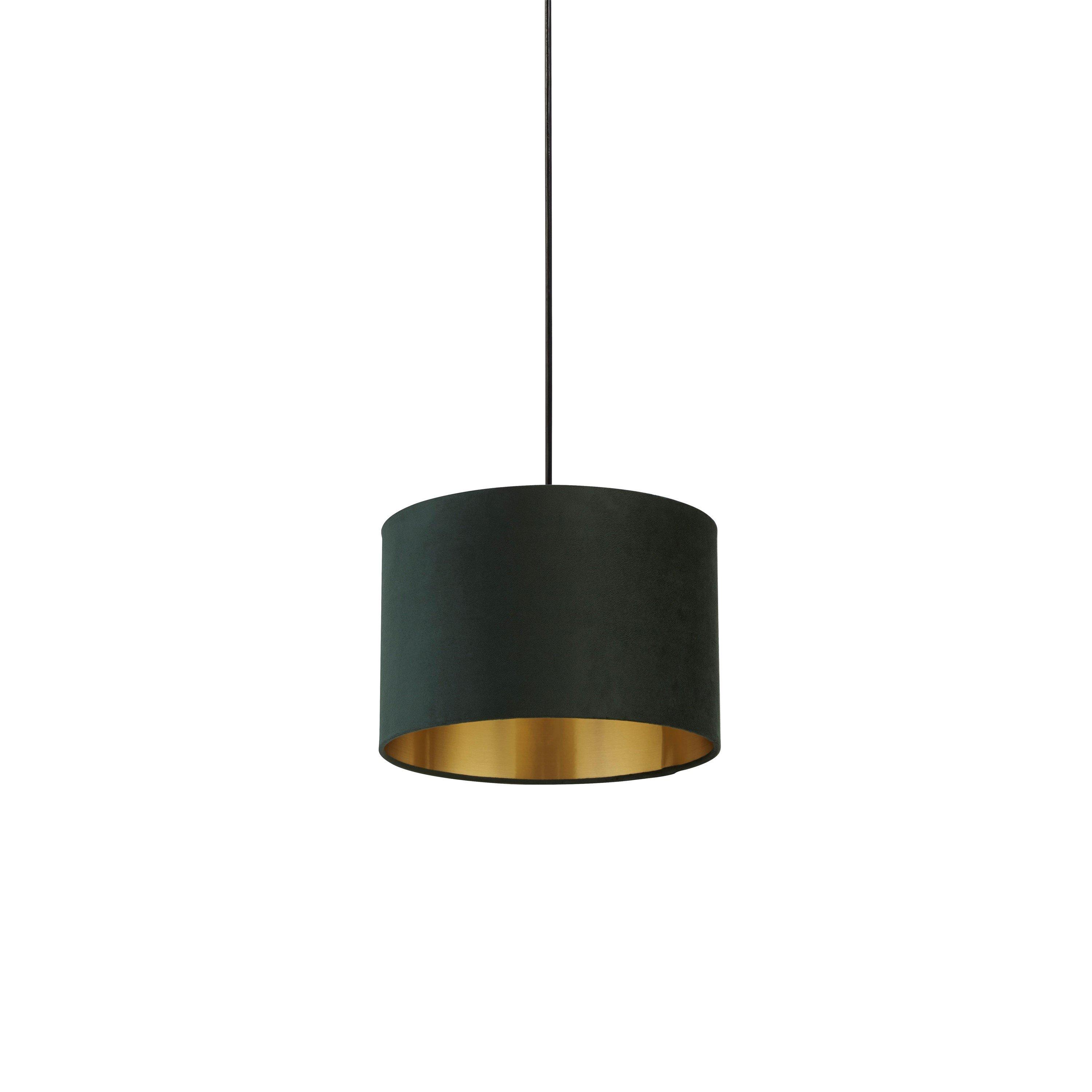 Green - Lighting Collection - GREEN VELVET DRUM SHADE & GOLD INNER (D30cm) - 3