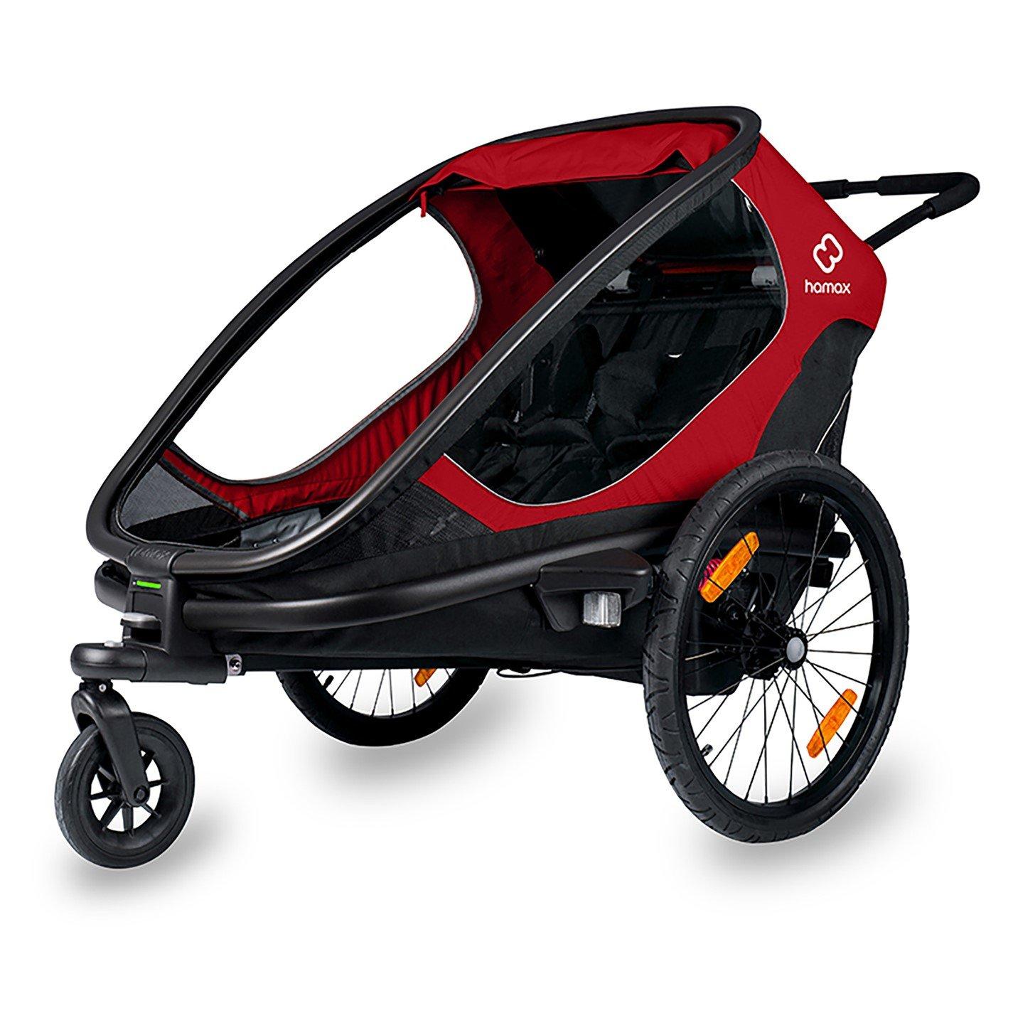 Hamax  Kids Outback Twin Child Bike Trailer - Red/Black - Twin