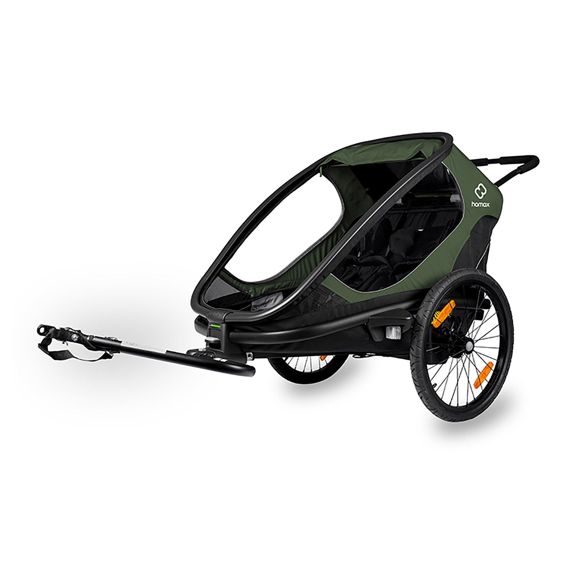 Green/Black - Hamax - Outback Twin Child Bike Trailer - 1