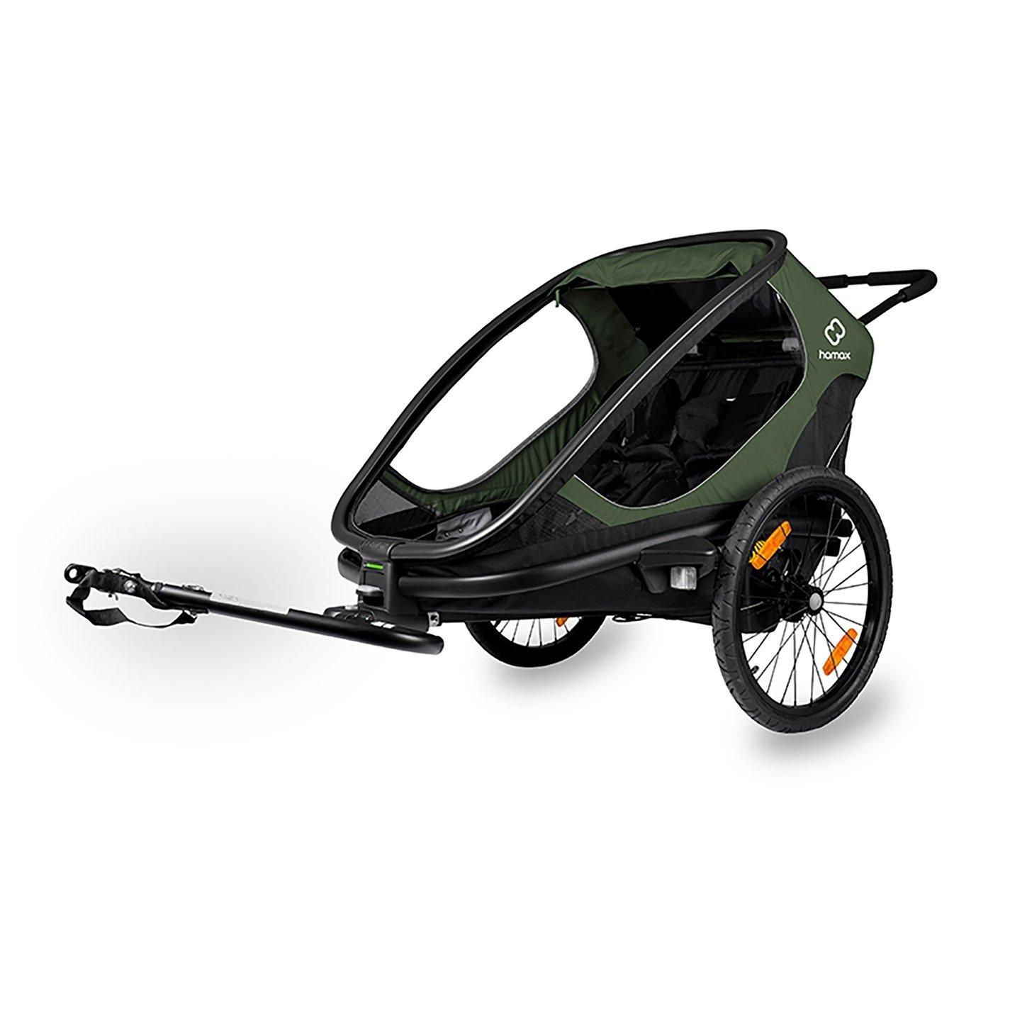 Hamax  Kids Outback Twin Child Bike Trailer - Green/Black - Twin
