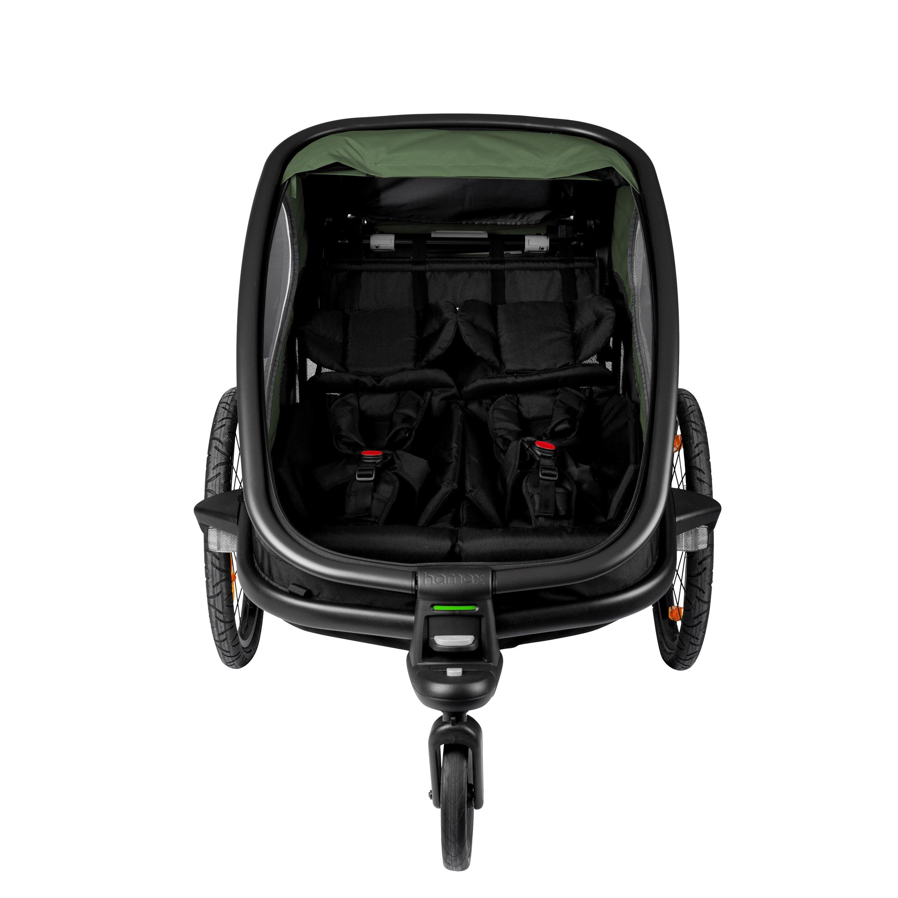 Green/Black - Hamax - Outback Twin Child Bike Trailer - 2