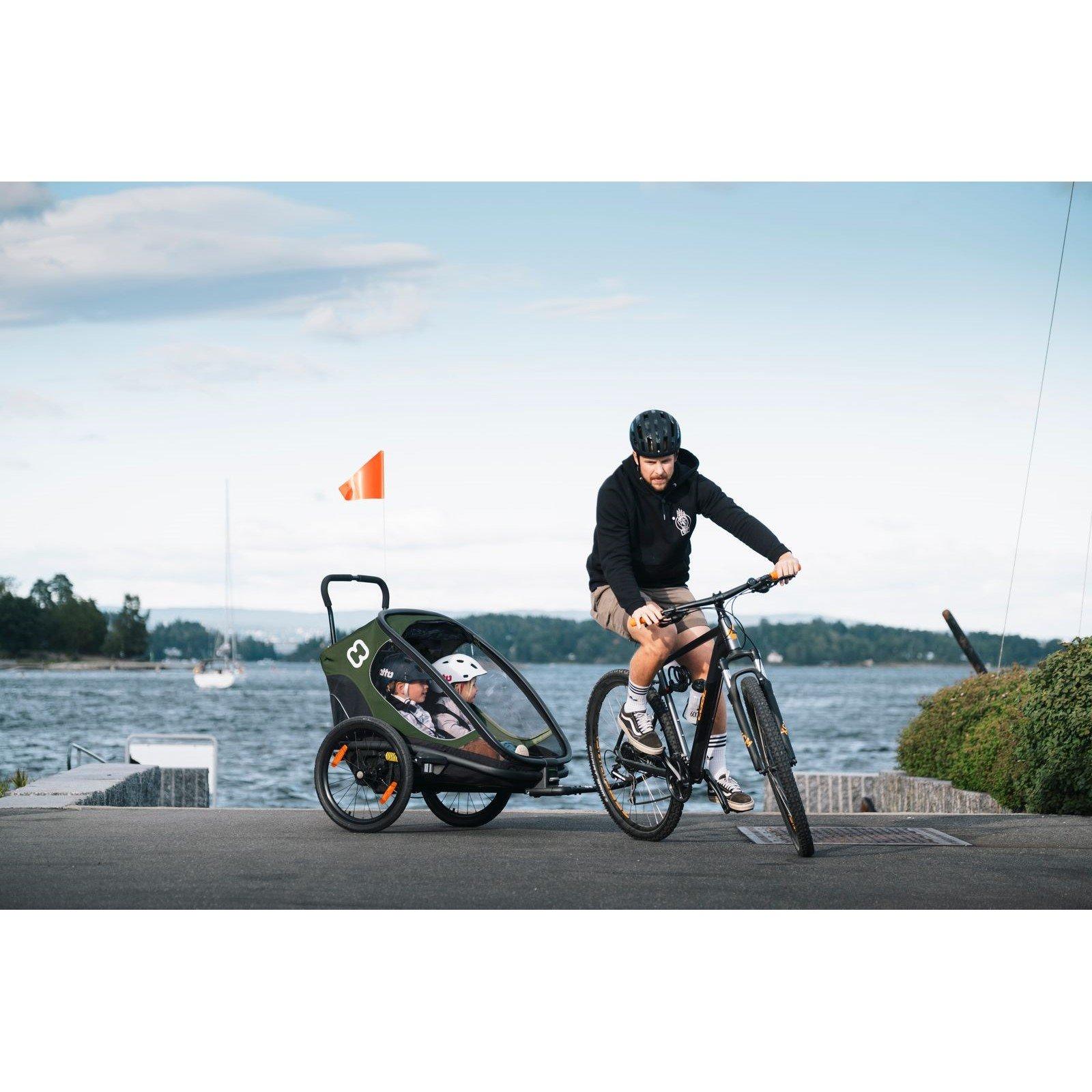 Green/Black - Hamax - Outback Twin Child Bike Trailer - 7