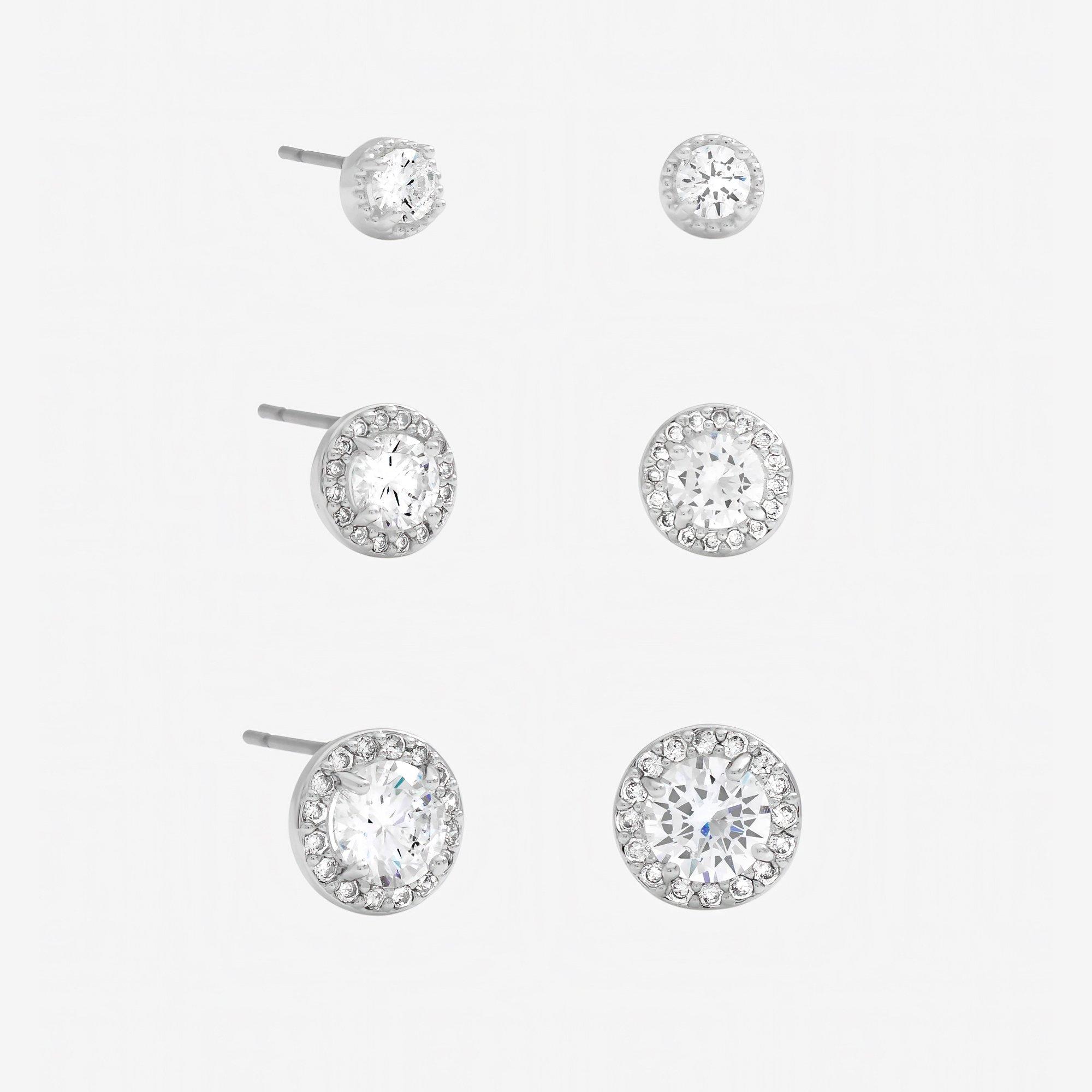 Silver - Jon Richard - Silver Plated Crystal Halo Earrings - Multipack