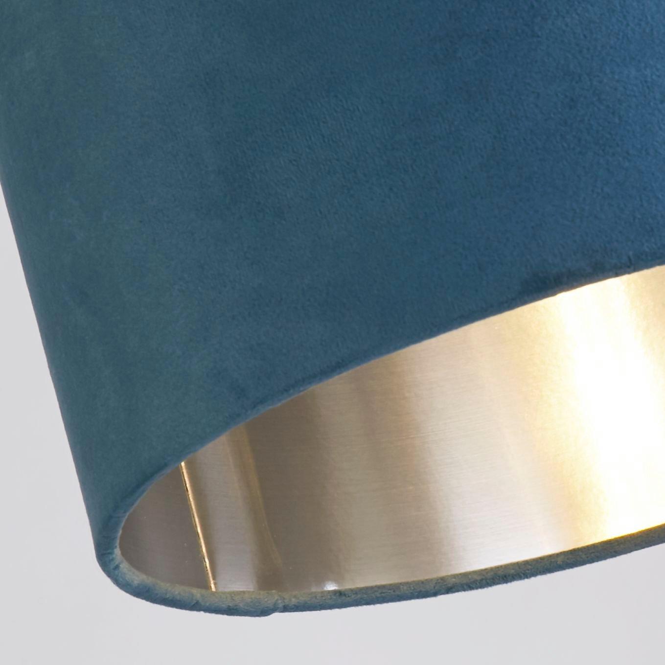 Teal - Lighting Collection - TEAL VELVET DRUM SHADE & SILVER INNER (D27cm) - 4