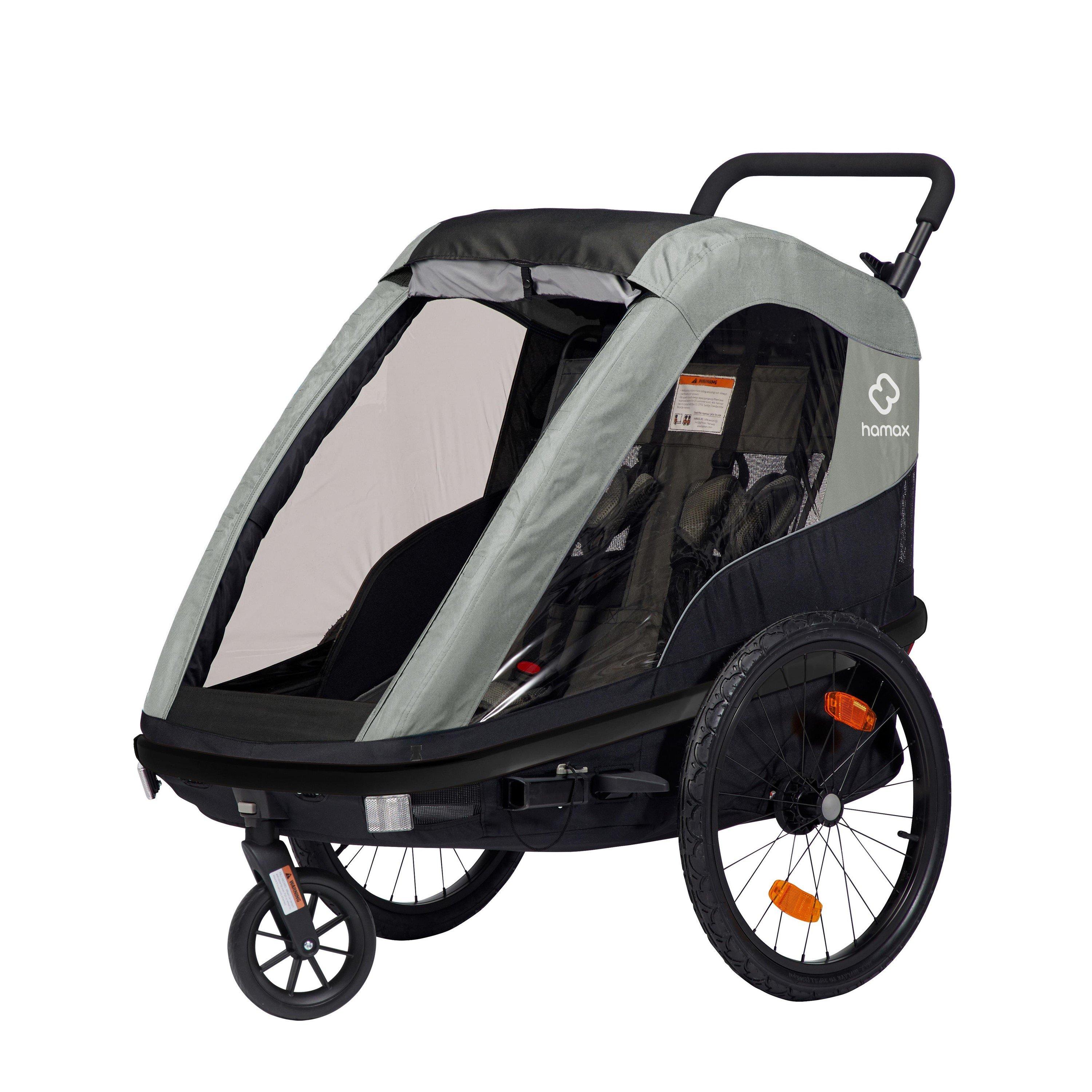 Hamax  Kids Avenida Twin Child Bike Trailer - Olive Green - Twin