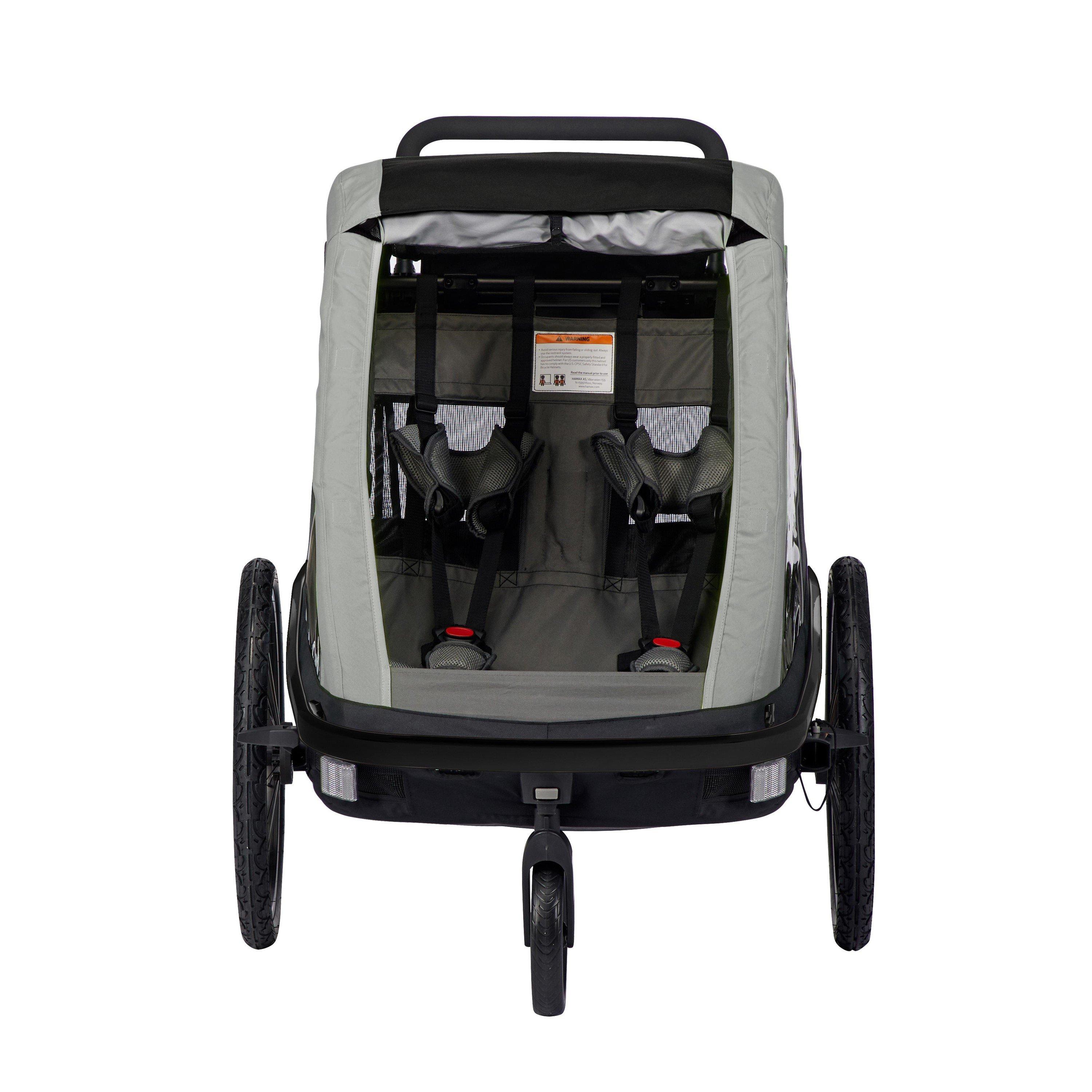Olive Green - Hamax - Avenida Twin Child Bike Trailer - 2