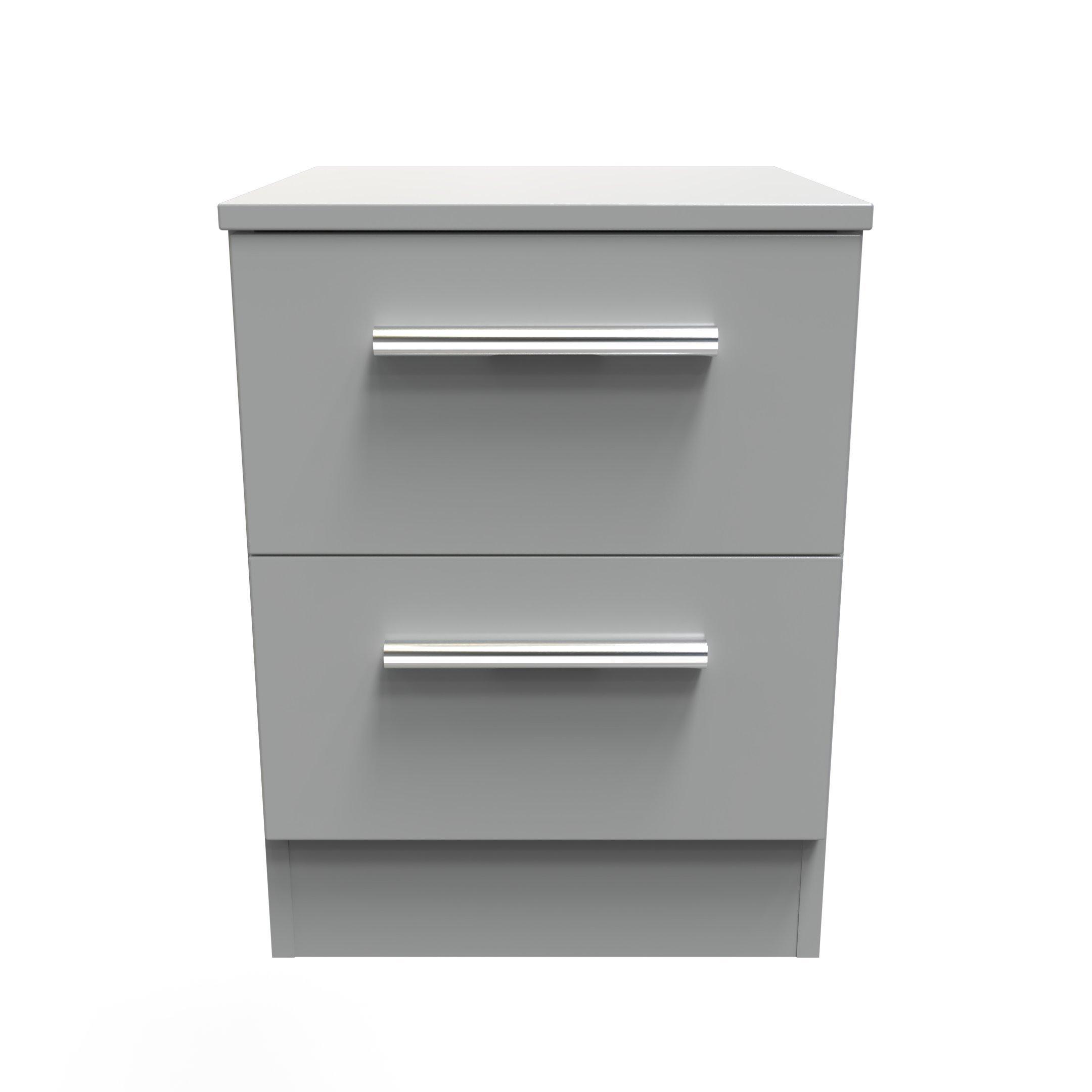 Dusk Grey - Welcome Furniture - Contrast SMART 2 Drawer Bedside Cabinet - 2