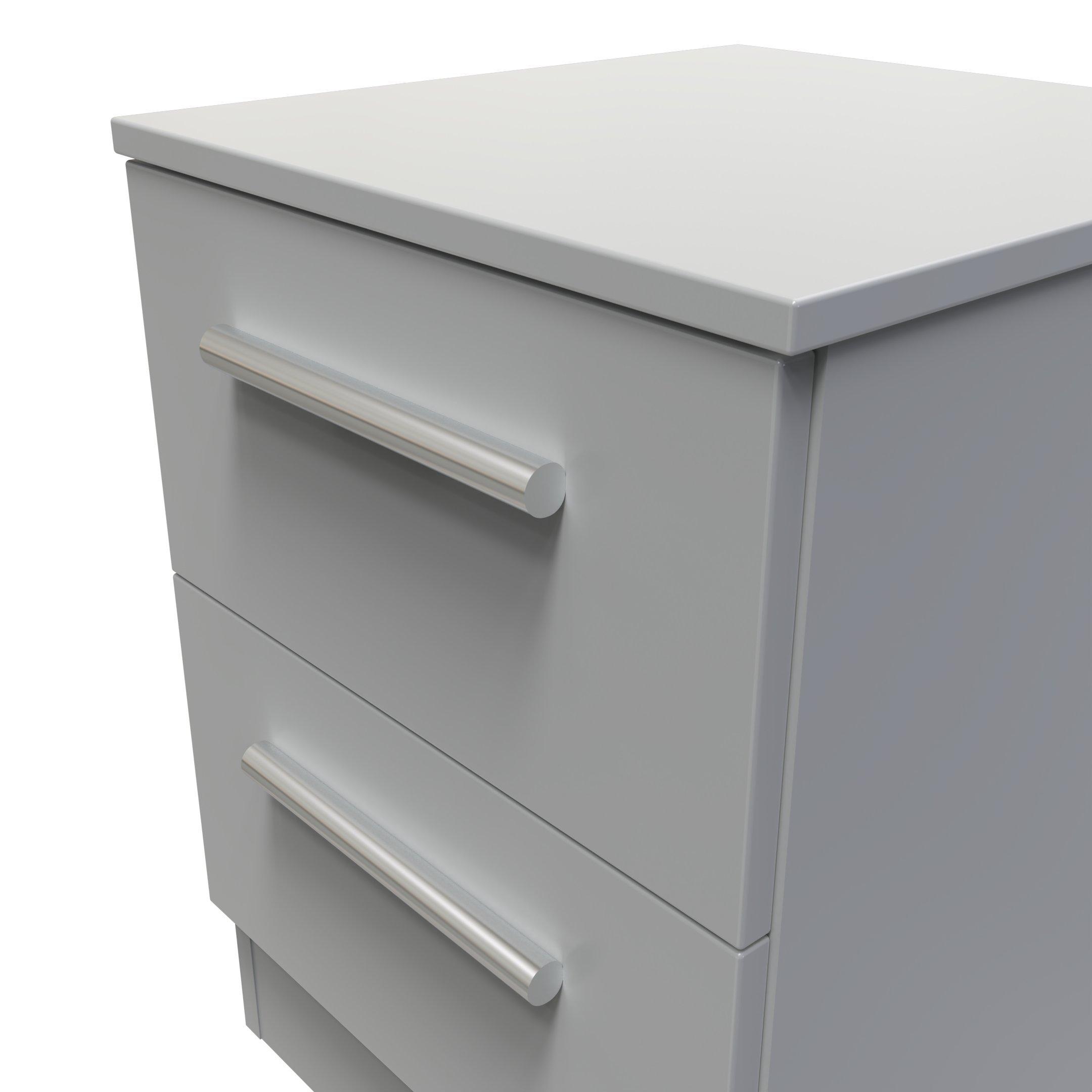 Dusk Grey - Welcome Furniture - Contrast SMART 2 Drawer Bedside Cabinet - 5