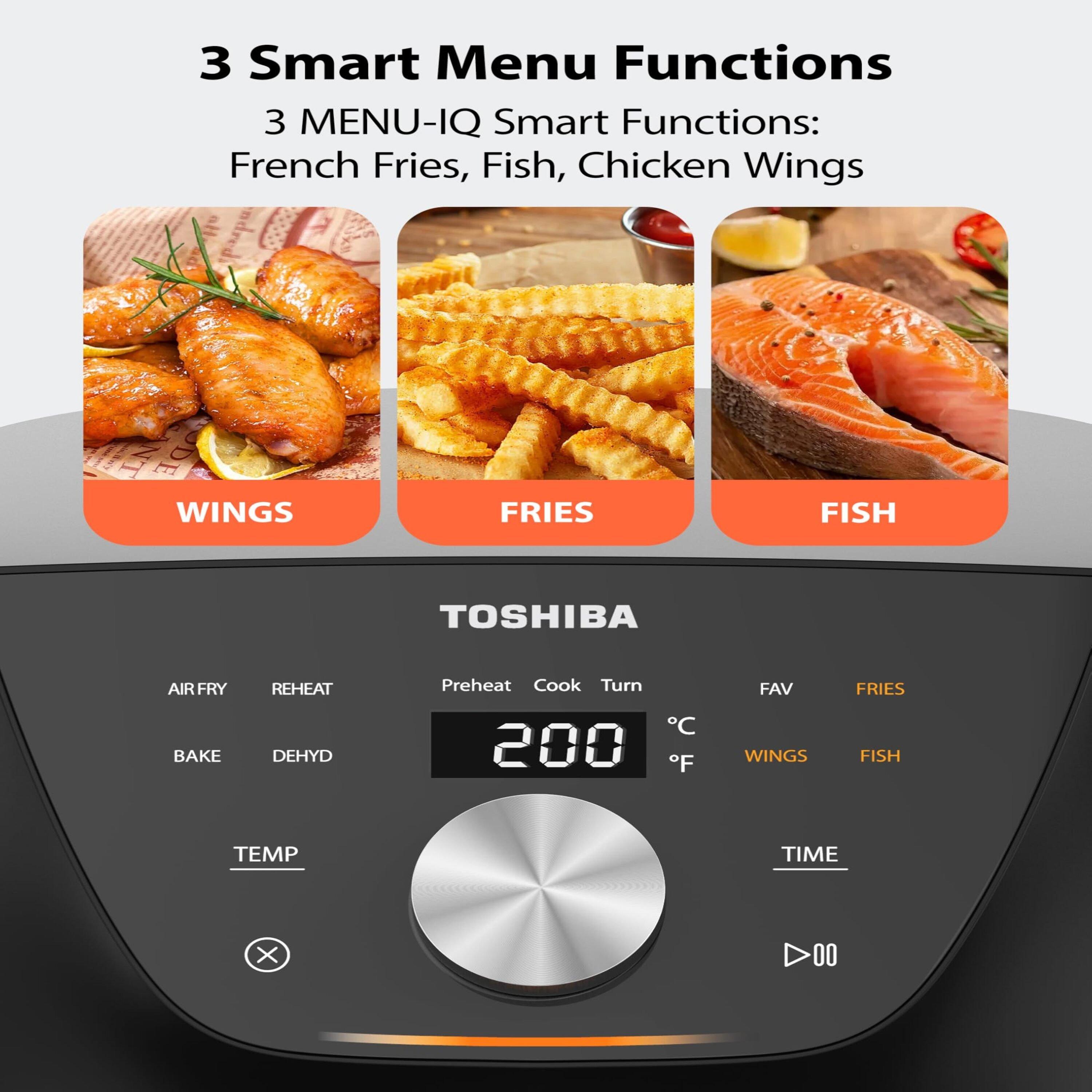 Black - Toshiba - 5.2L Air Fryer with Touch Screen - 4