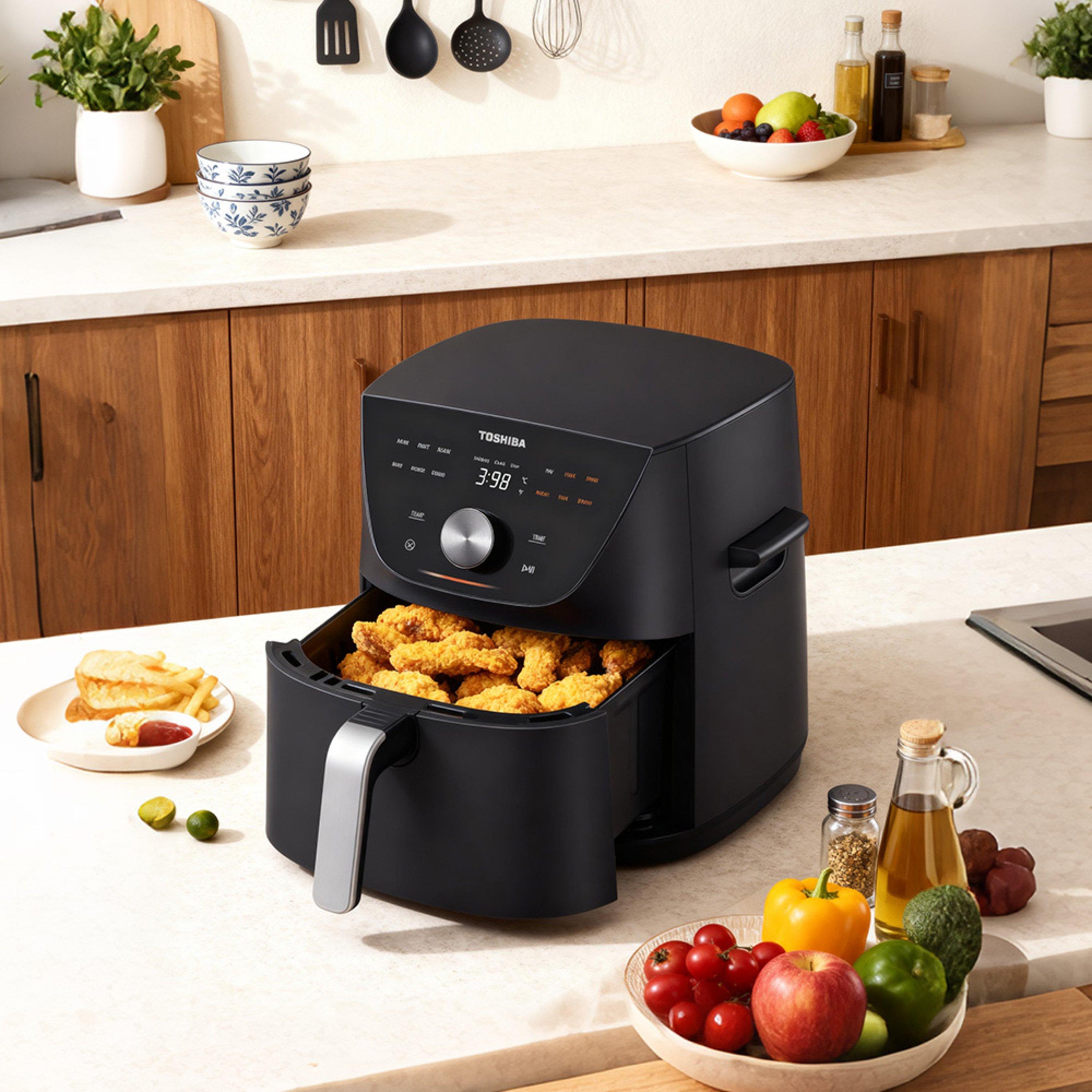 Black - Toshiba - 7.4L Air Fryer with Touch Screen - 1