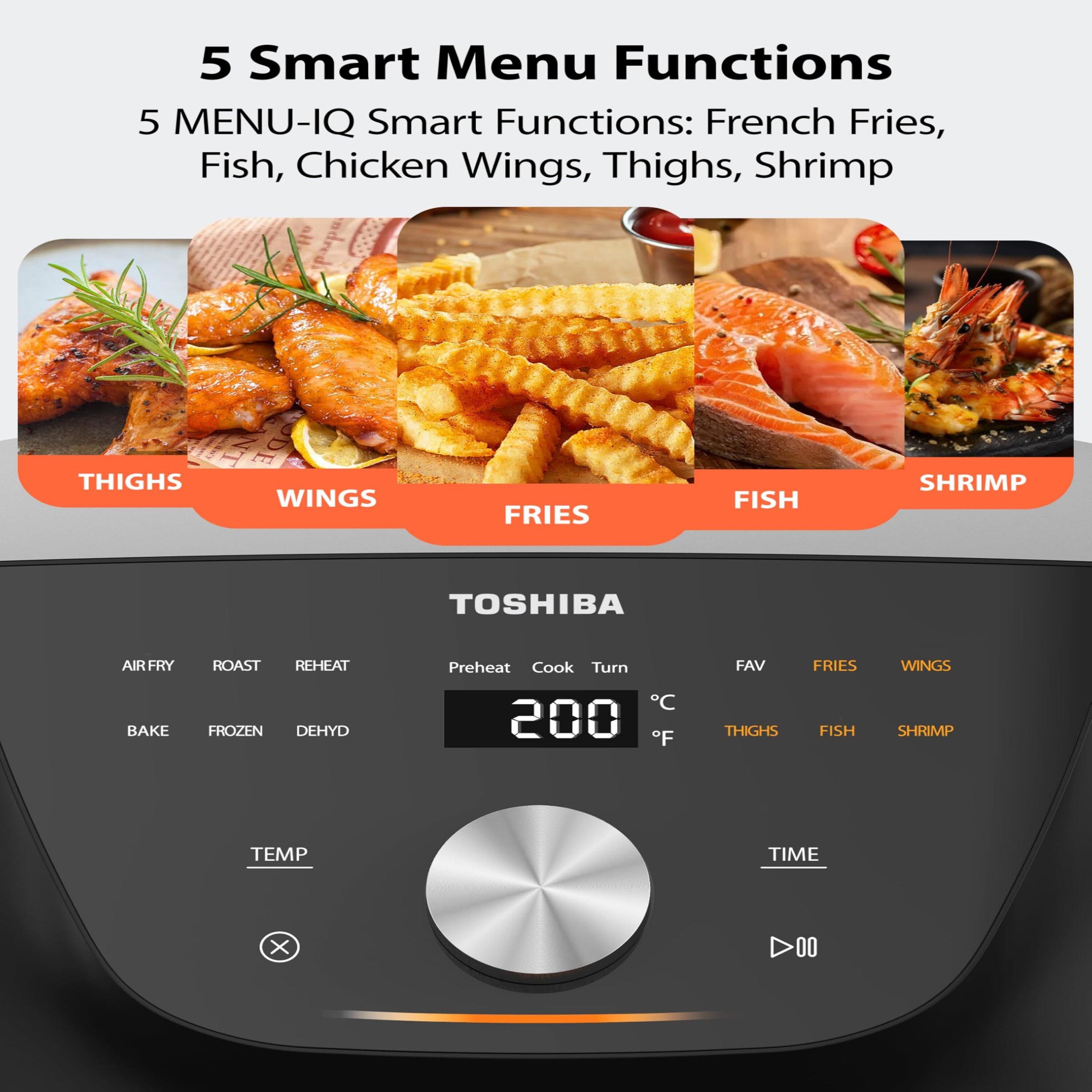 Black - Toshiba - 7.4L Air Fryer with Touch Screen - 2