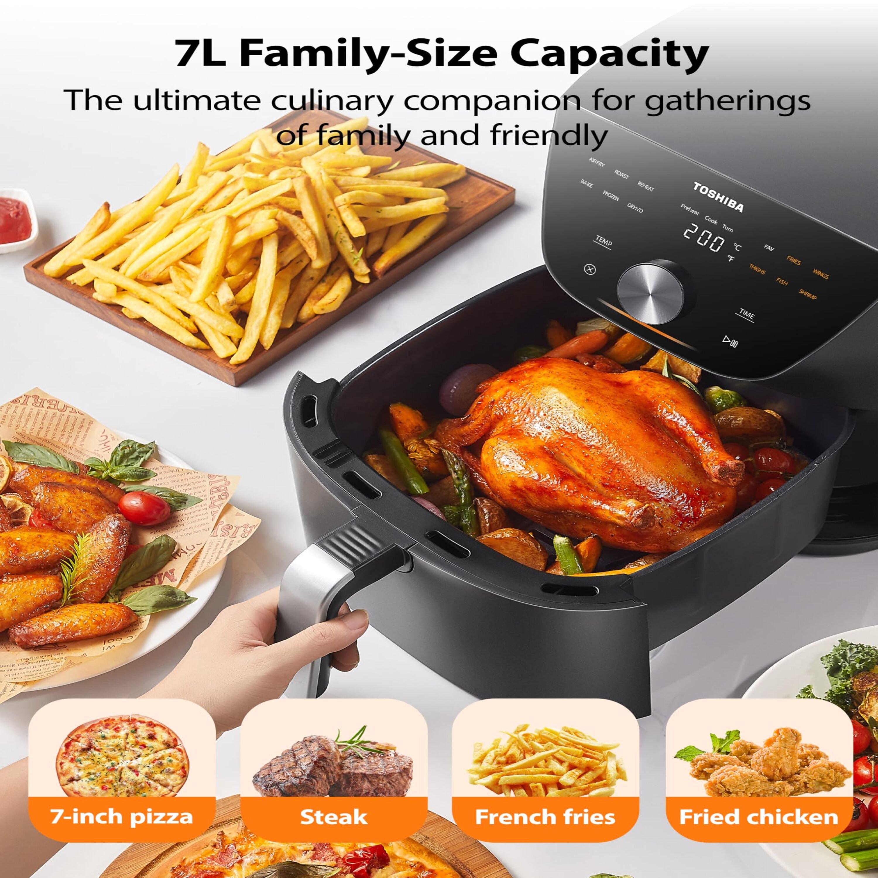 Black - Toshiba - 7.4L Air Fryer with Touch Screen - 3