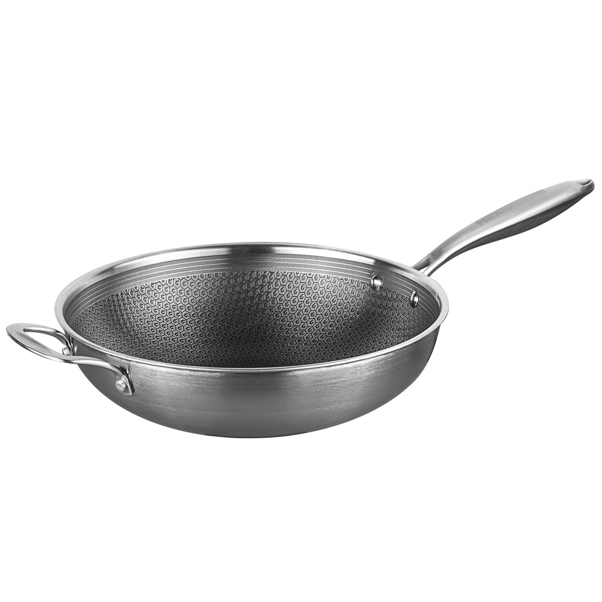 Silver - Prochef - HexGuard 30cm Wok with Helper Handle - 1