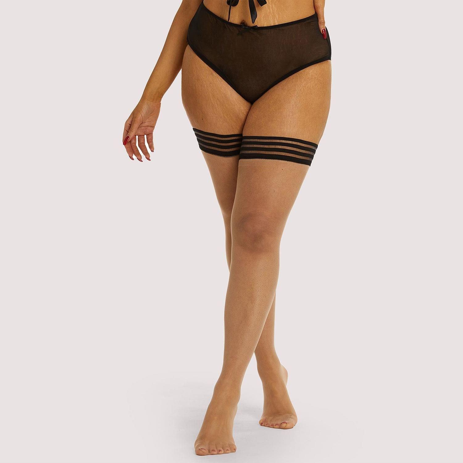 Black - Playful Promises - Snake Hold-Up Stockings - 1