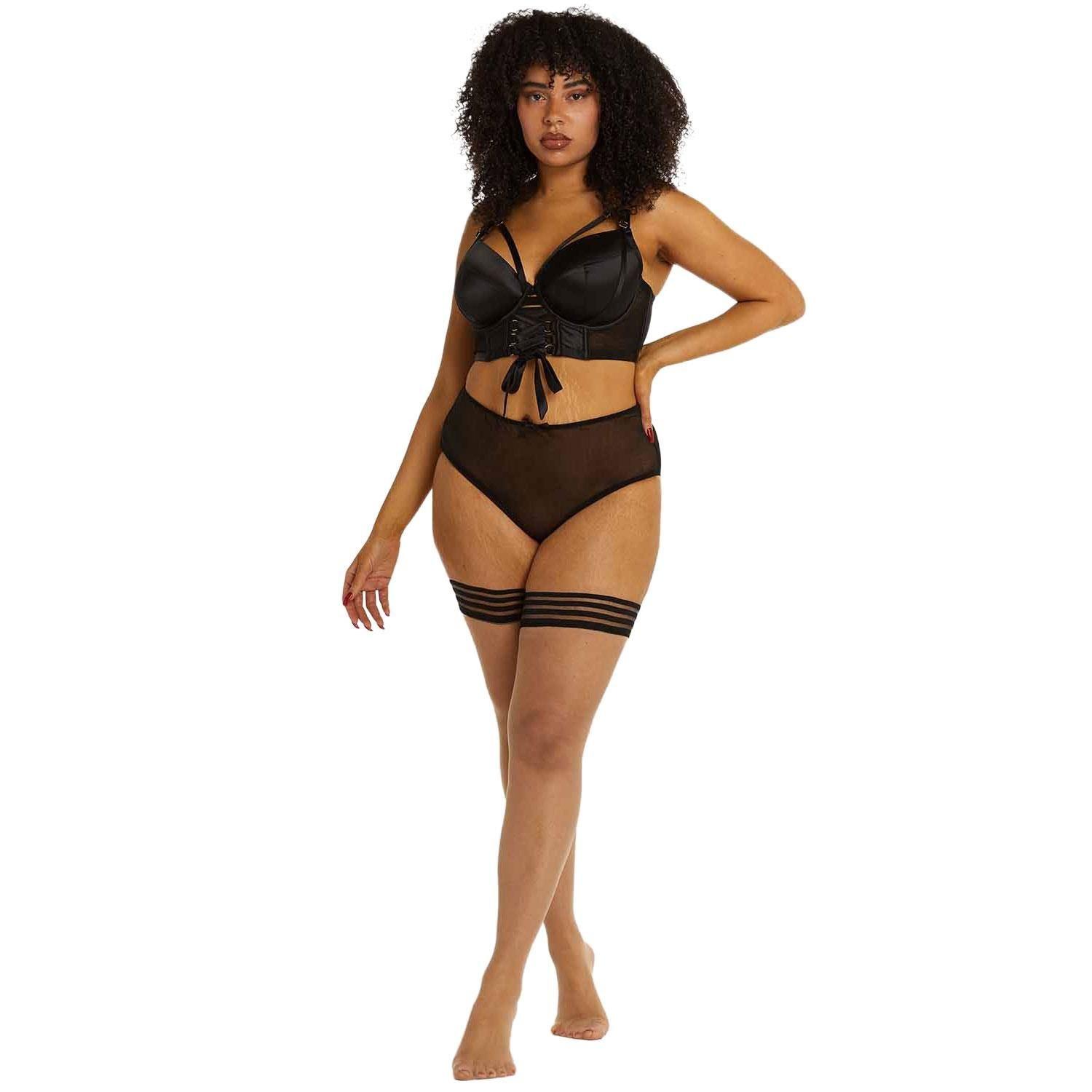 Black - Playful Promises - Snake Hold-Up Stockings - 3