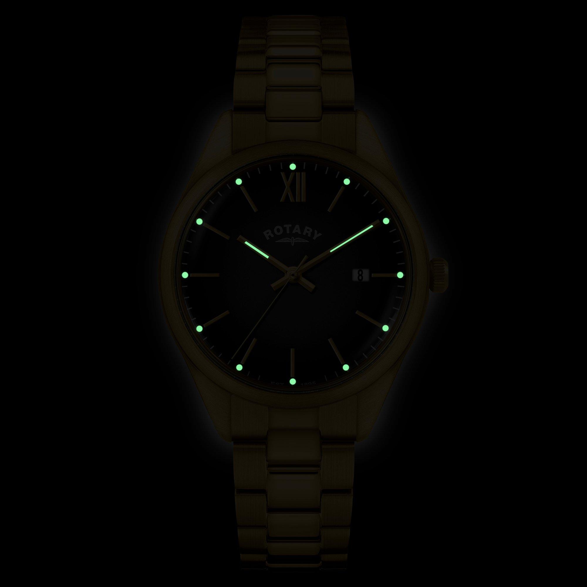 Silver - Rotary - Rotary Mens Heritage Grey Dial SS Bracelet Watch - 5