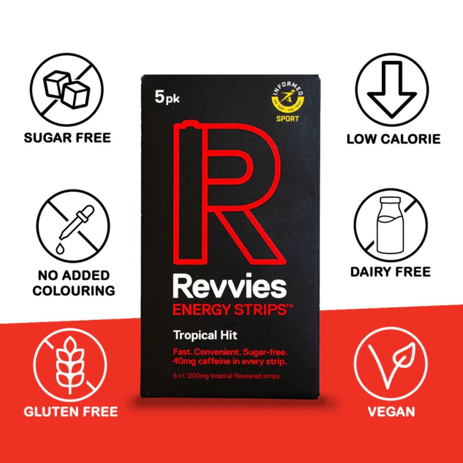 Tropical Hit - Revvies - Energy Strips 40mg of Caffeine (12 x 5 Pack) - 3