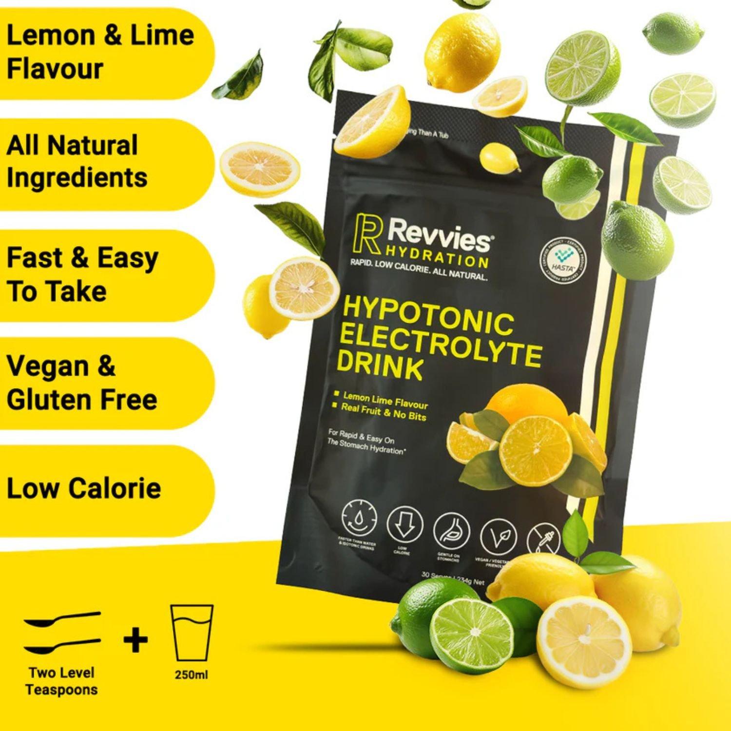Lemon Lime - Revvies - Hypotonic Electrolyte Drink - 240g (30 Servings) - 3