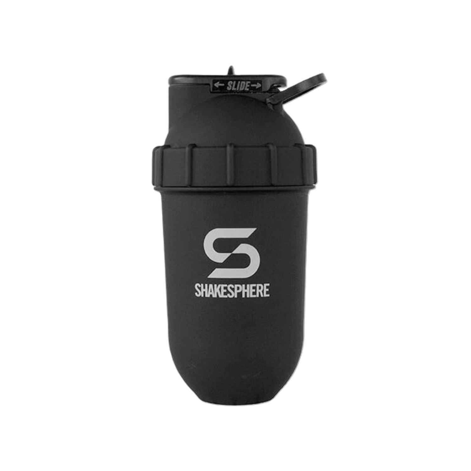 Geïsoleerde Roestvrijstalen Waterfles - BlenderBottle Strada Shaker Cup 24 Oz Zwart Met Draadgarde