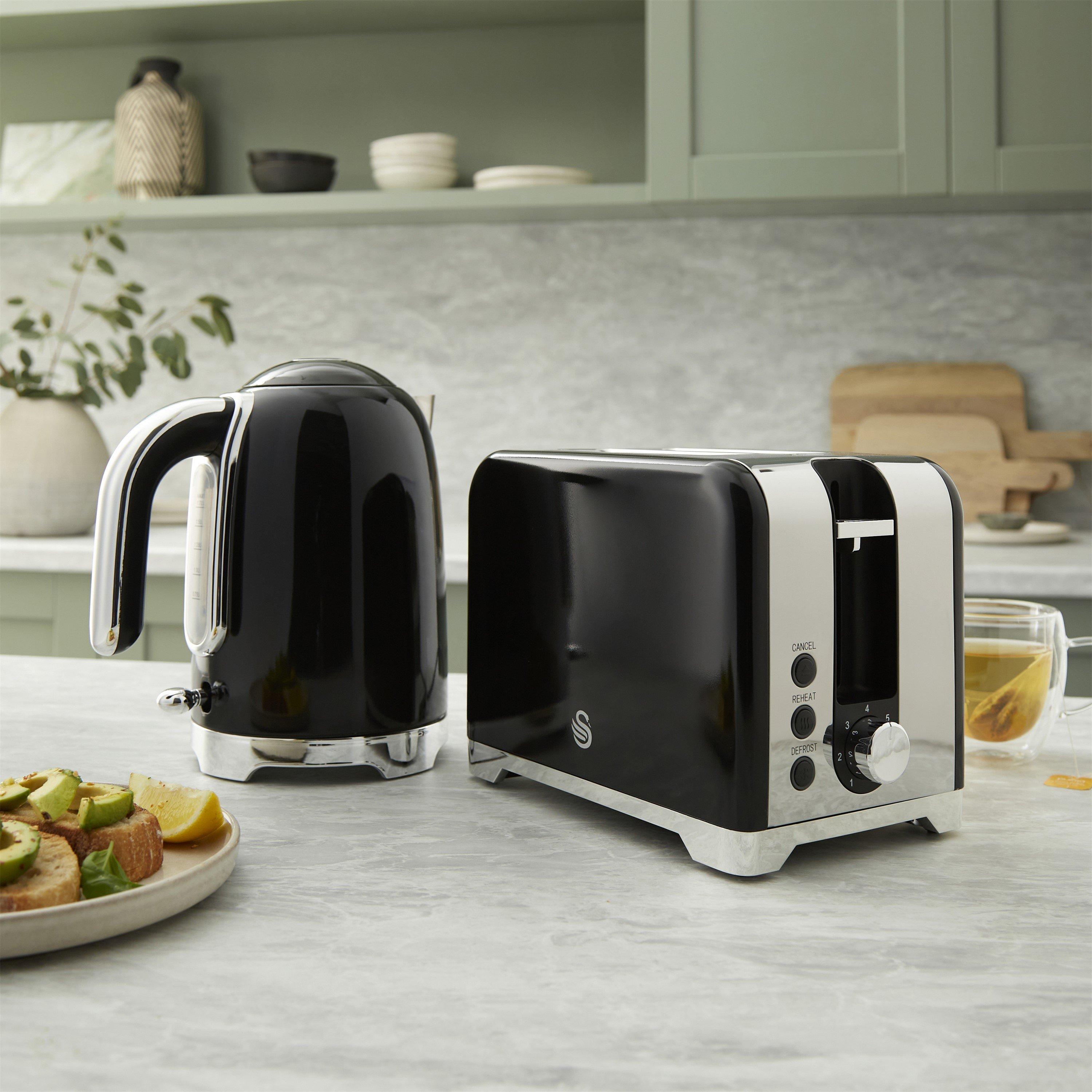 Black - Swan - Solace Kitchen Set - 1.7L Kettle and 930W Toaster - 6