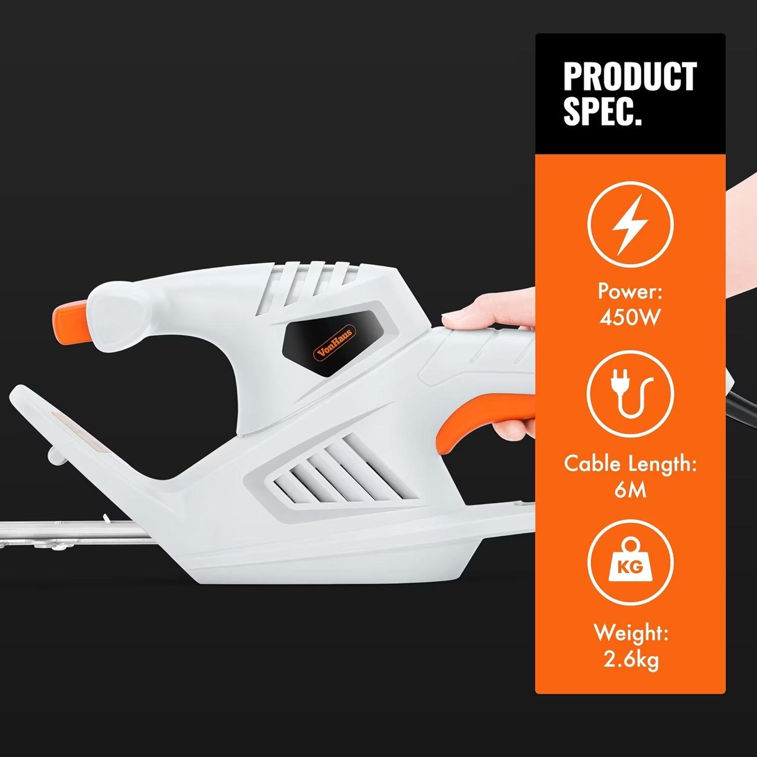 Grey - VonHaus - VonHaus  - 450W Hedge Trimmer - 5