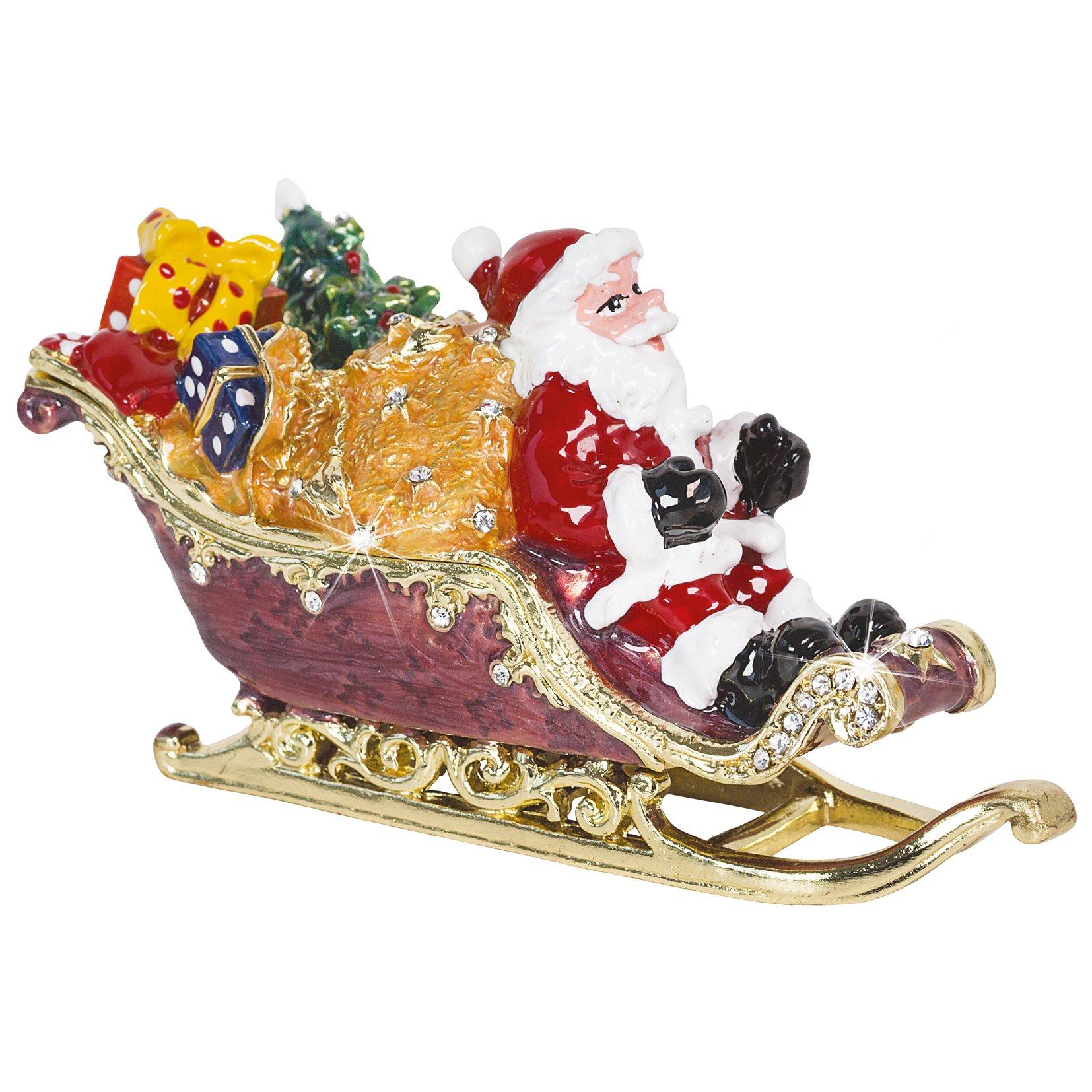 Brown - Craycombe Christmas - 6072 - Santa on Sleigh Trinket Box
